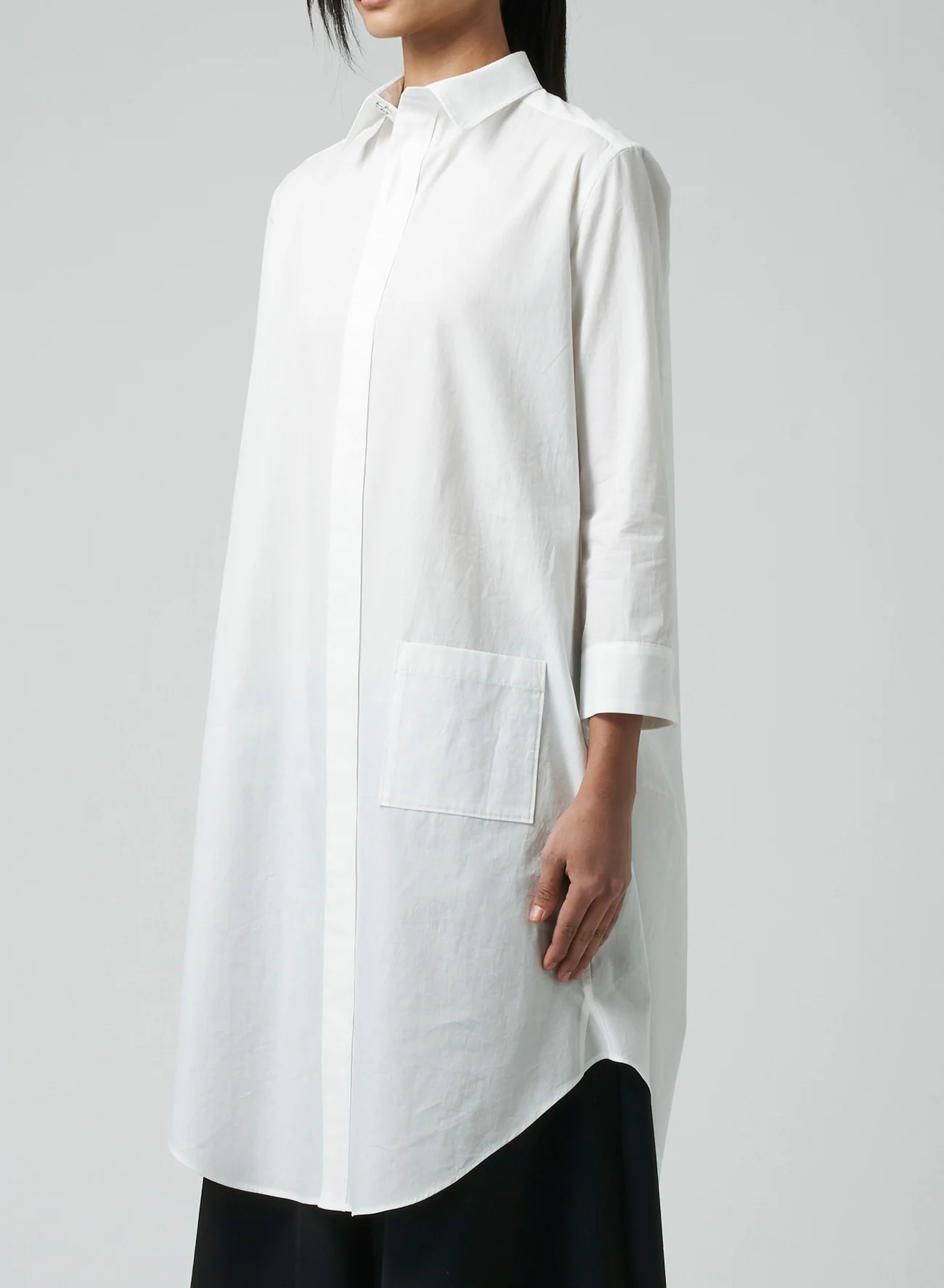 COTTON BROADCLOTH BALLOON SILHOUETTE SHIRT DRESS WITH BOX POCKET - Image 6
