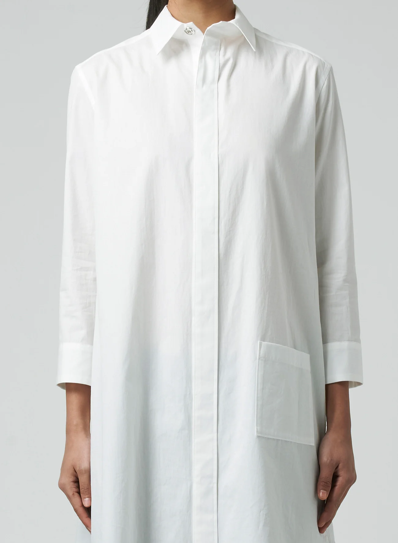 COTTON BROADCLOTH BALLOON SILHOUETTE SHIRT DRESS WITH BOX POCKET - Image 7