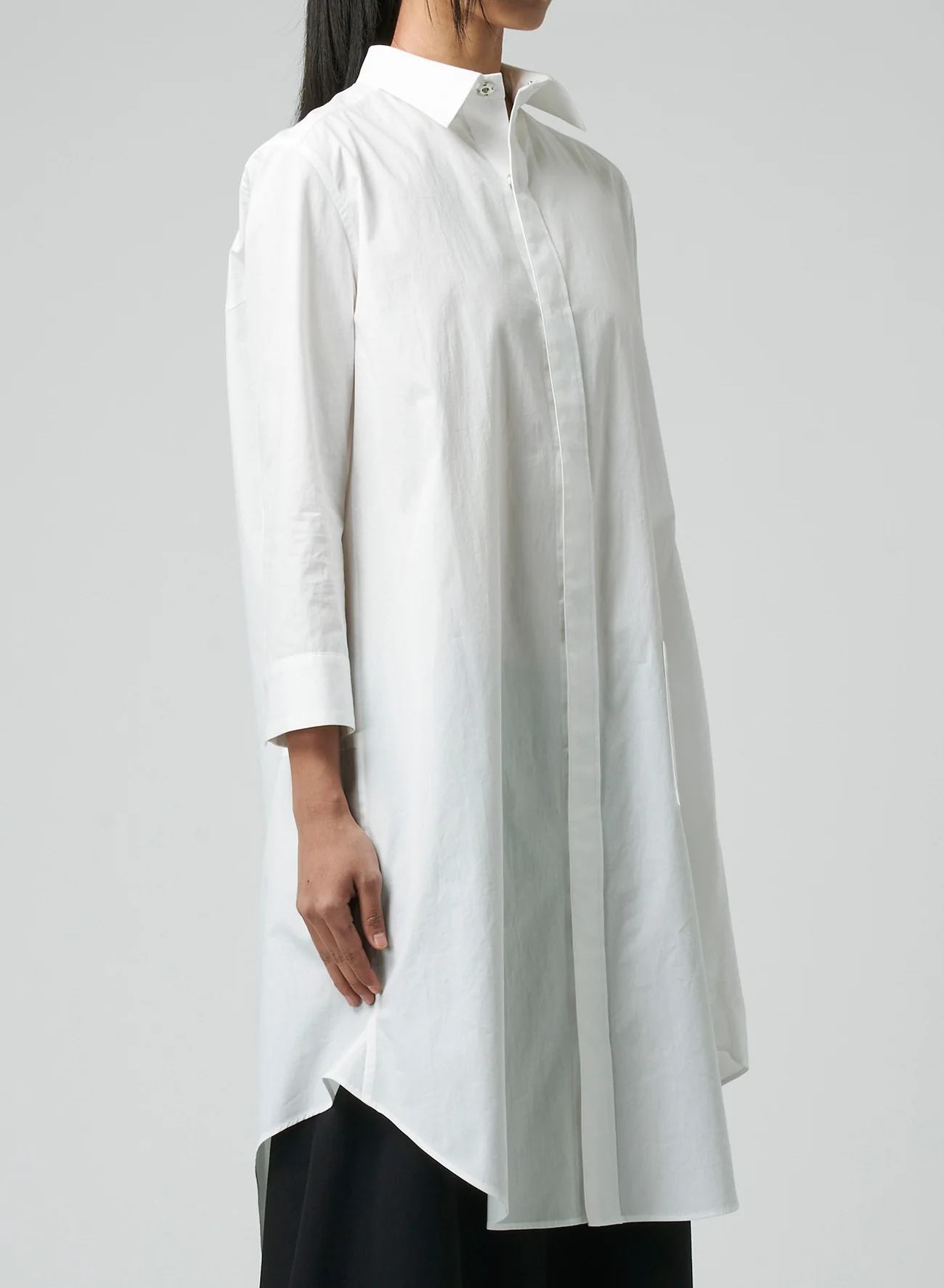 COTTON BROADCLOTH BALLOON SILHOUETTE SHIRT DRESS WITH BOX POCKET - Image 8