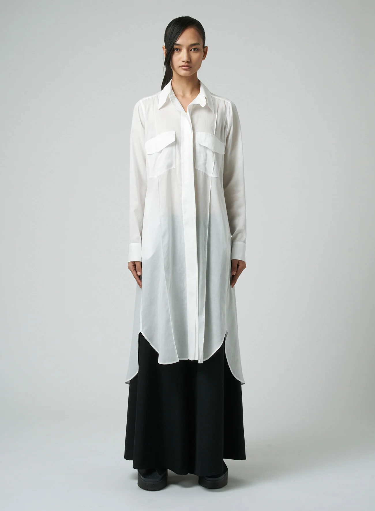 CELLULOSE LAWN WORKWEAR-STYLE LONG SHIRT DRESS - Image 3
