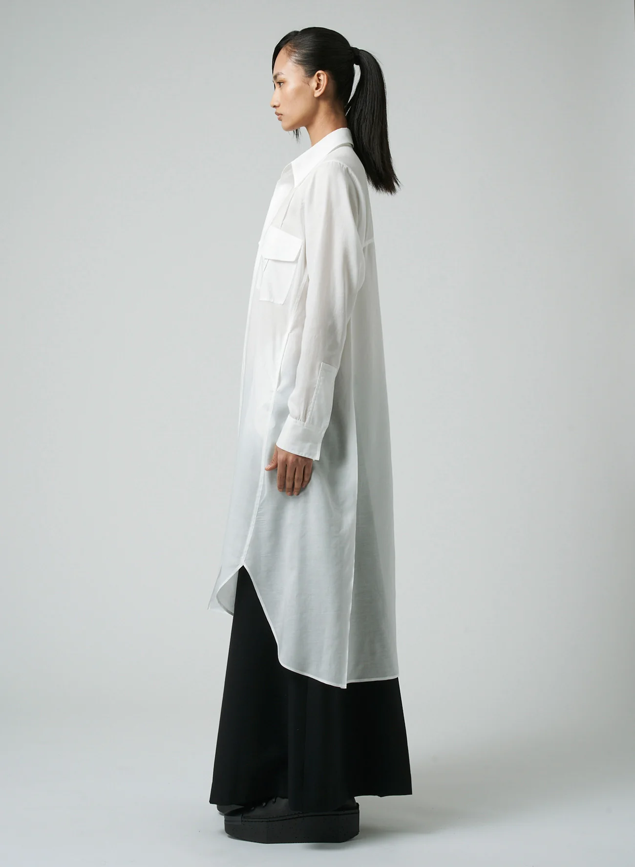 CELLULOSE LAWN WORKWEAR-STYLE LONG SHIRT DRESS - Image 4