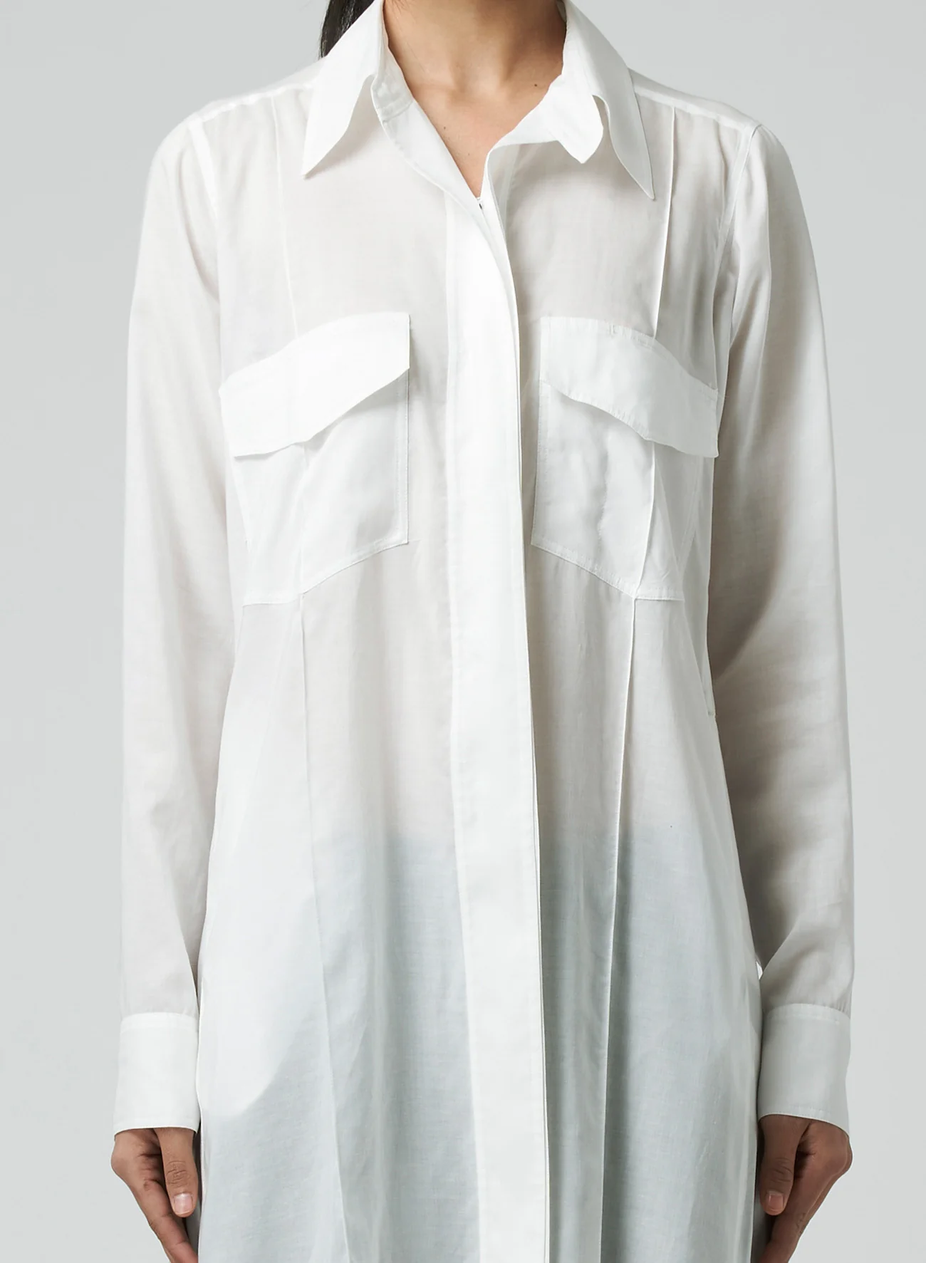 CELLULOSE LAWN WORKWEAR-STYLE LONG SHIRT DRESS - Image 7