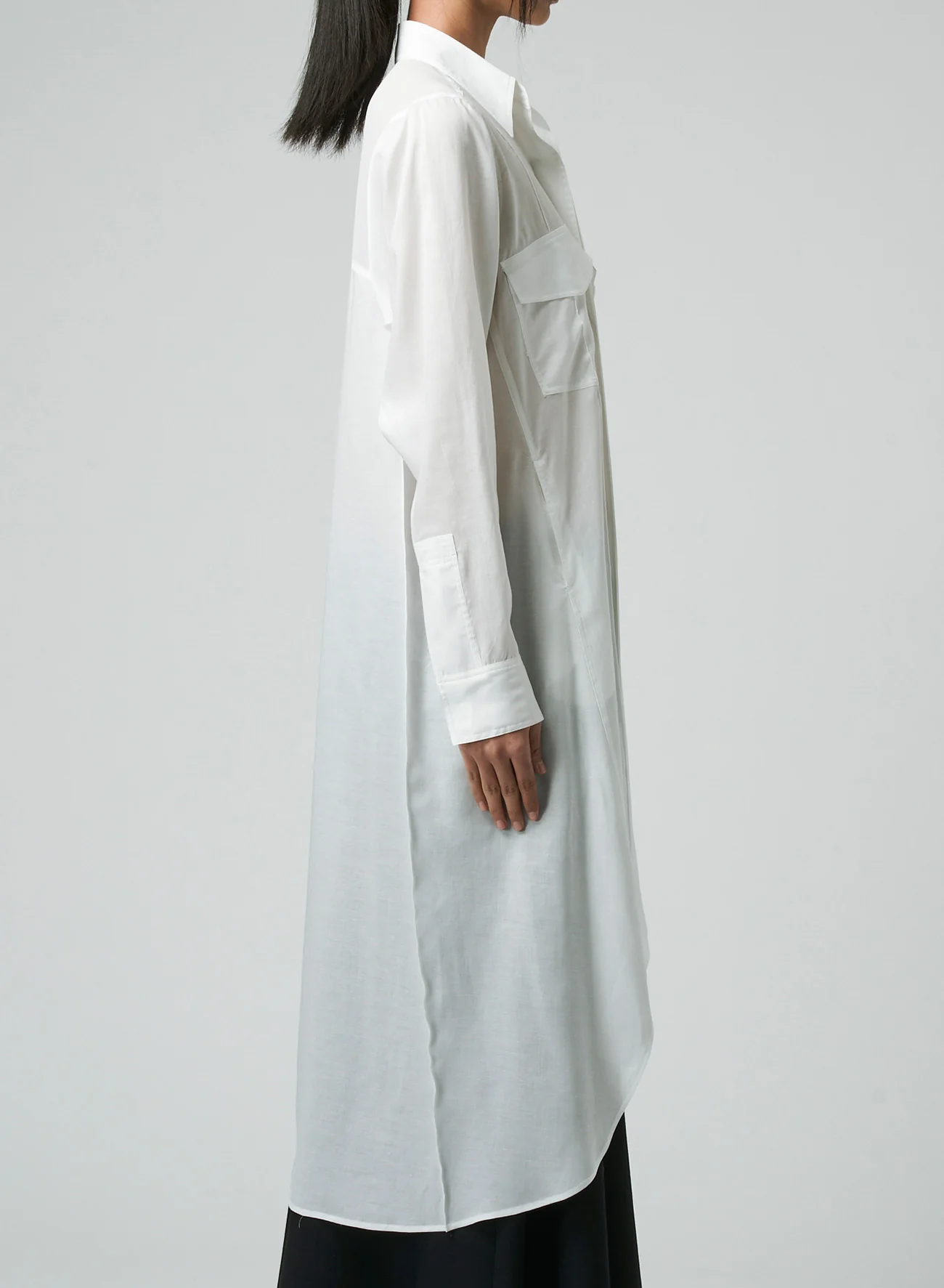 CELLULOSE LAWN WORKWEAR-STYLE LONG SHIRT DRESS - Image 8