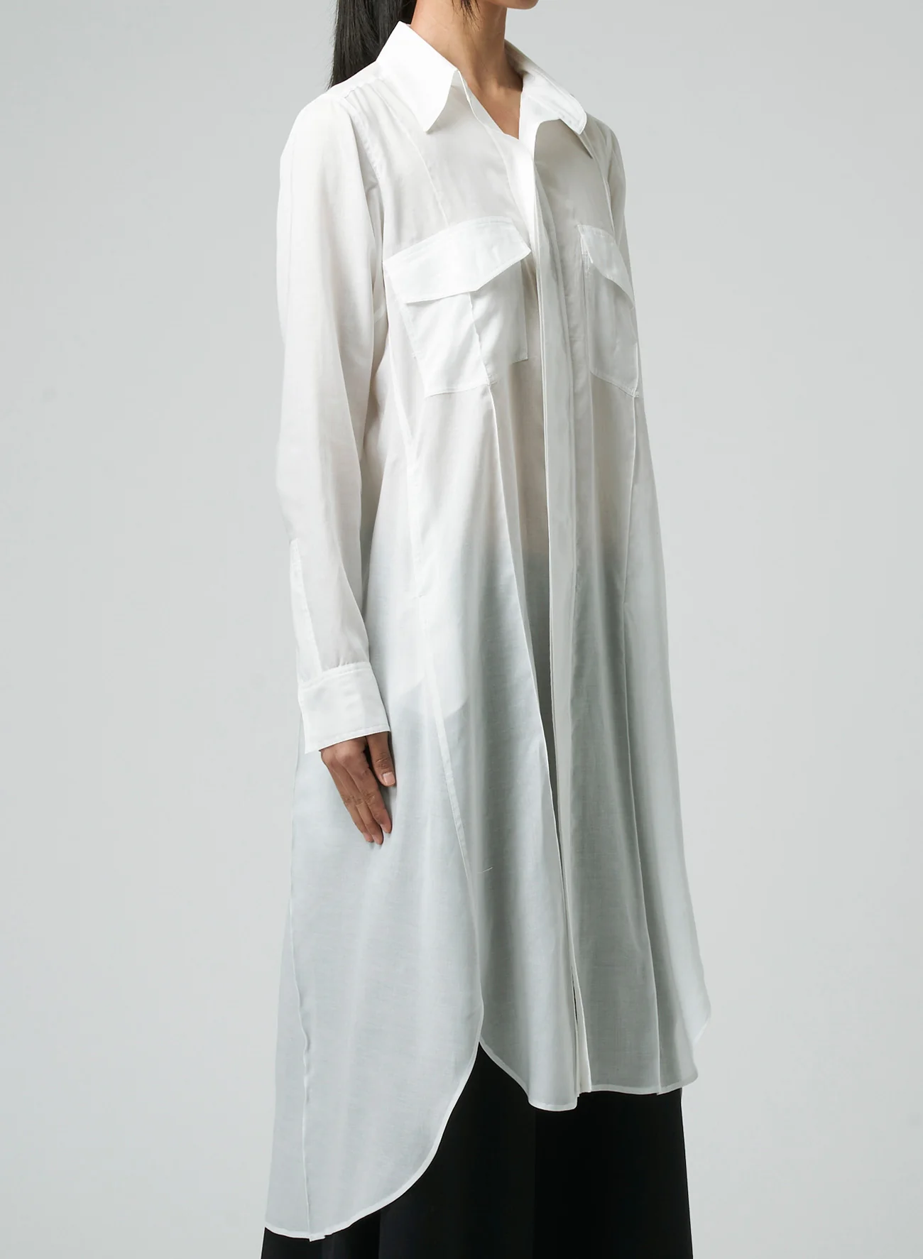 CELLULOSE LAWN WORKWEAR-STYLE LONG SHIRT DRESS - Image 9