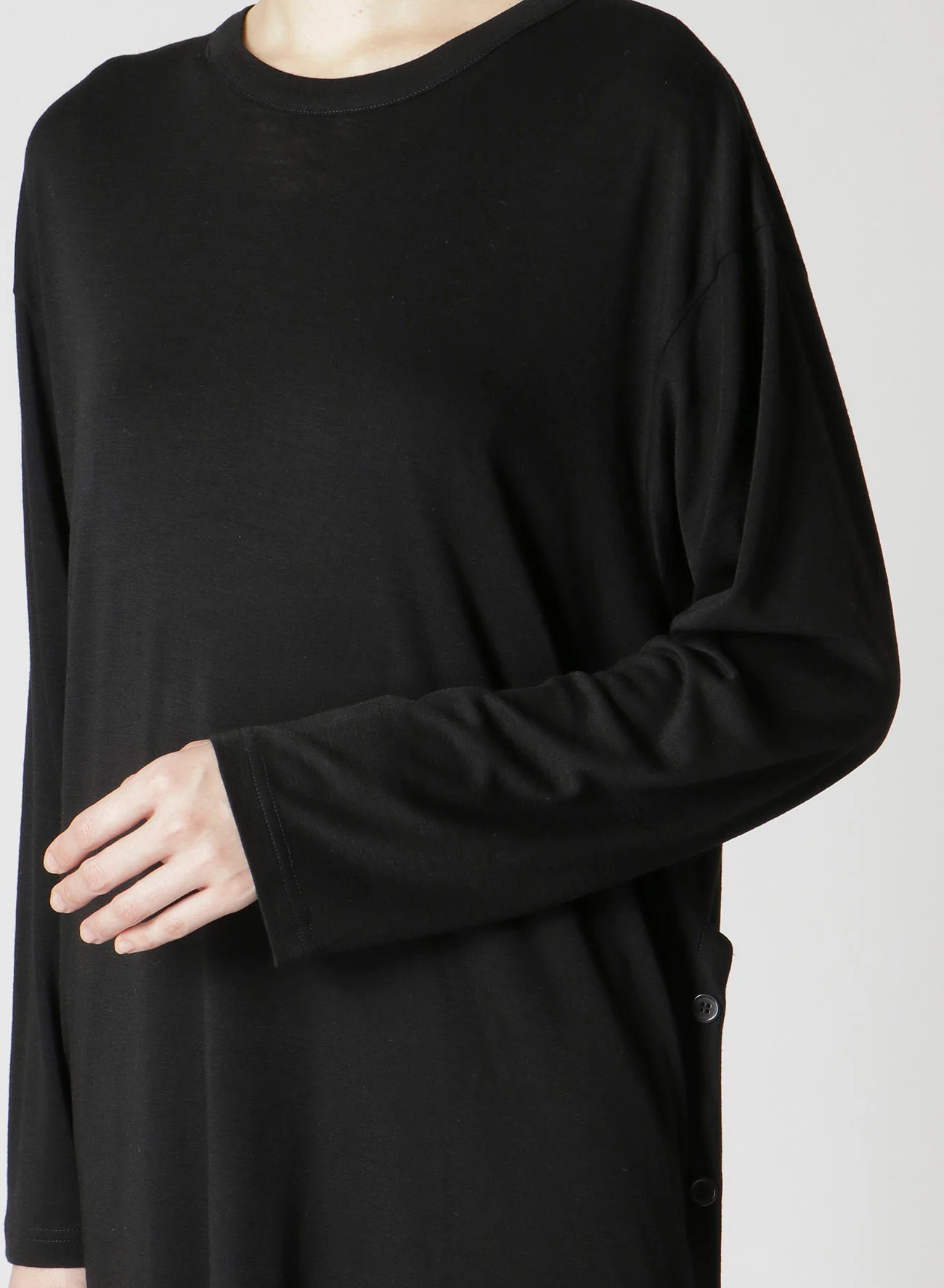 WOOL CHIFFON SIDE TAB LONG SLV T - Image 7