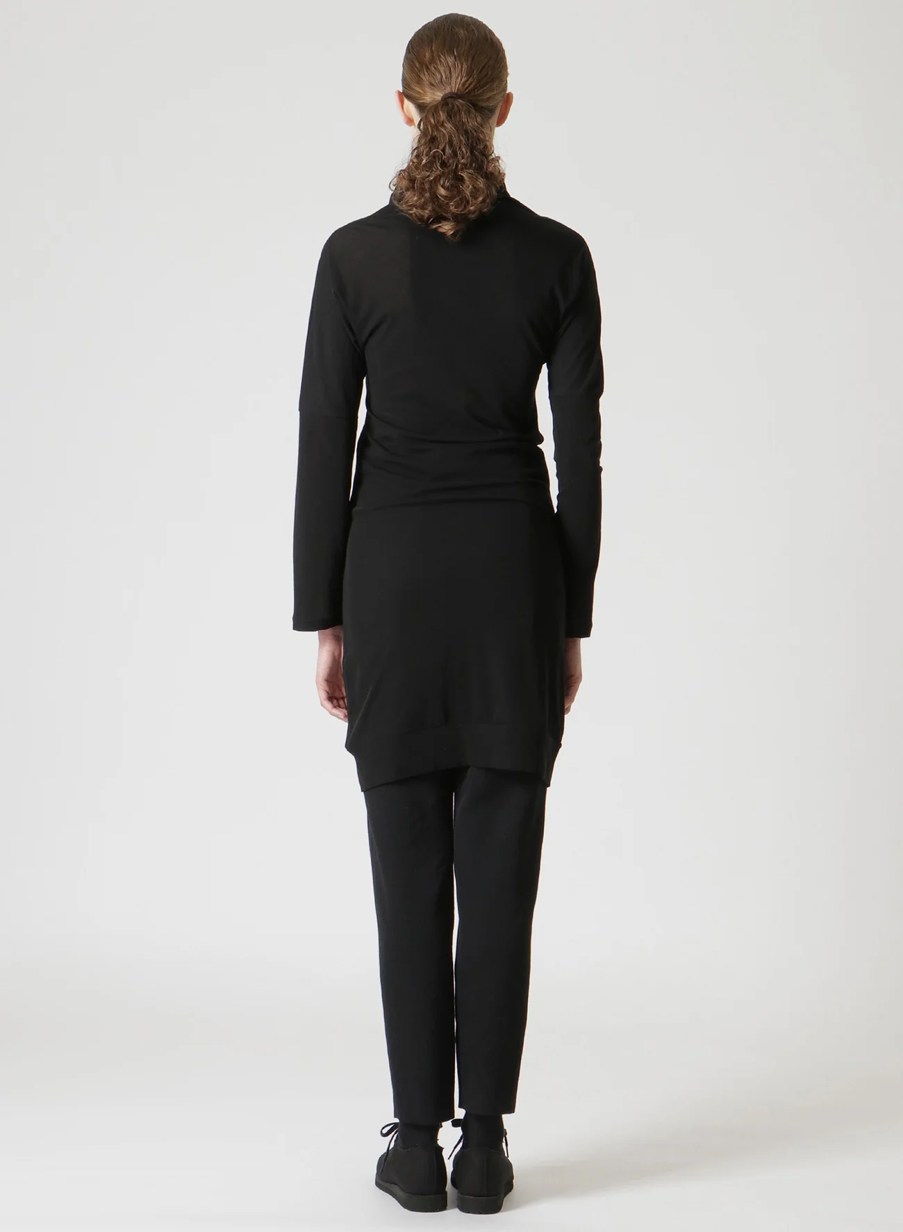 COSMORAMA COTTON DRAPED LONG SLEEVE BUTTON-UP TURTLENECK TOP - Image 5