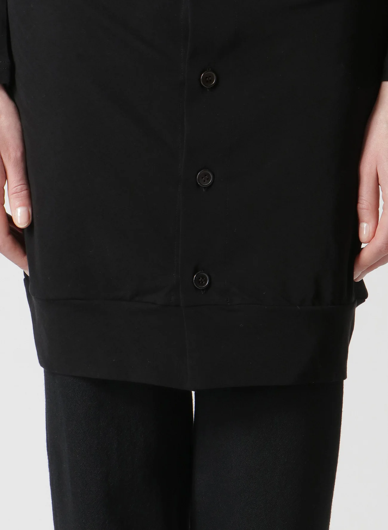 COSMORAMA COTTON DRAPED LONG SLEEVE BUTTON-UP TURTLENECK TOP - Image 8