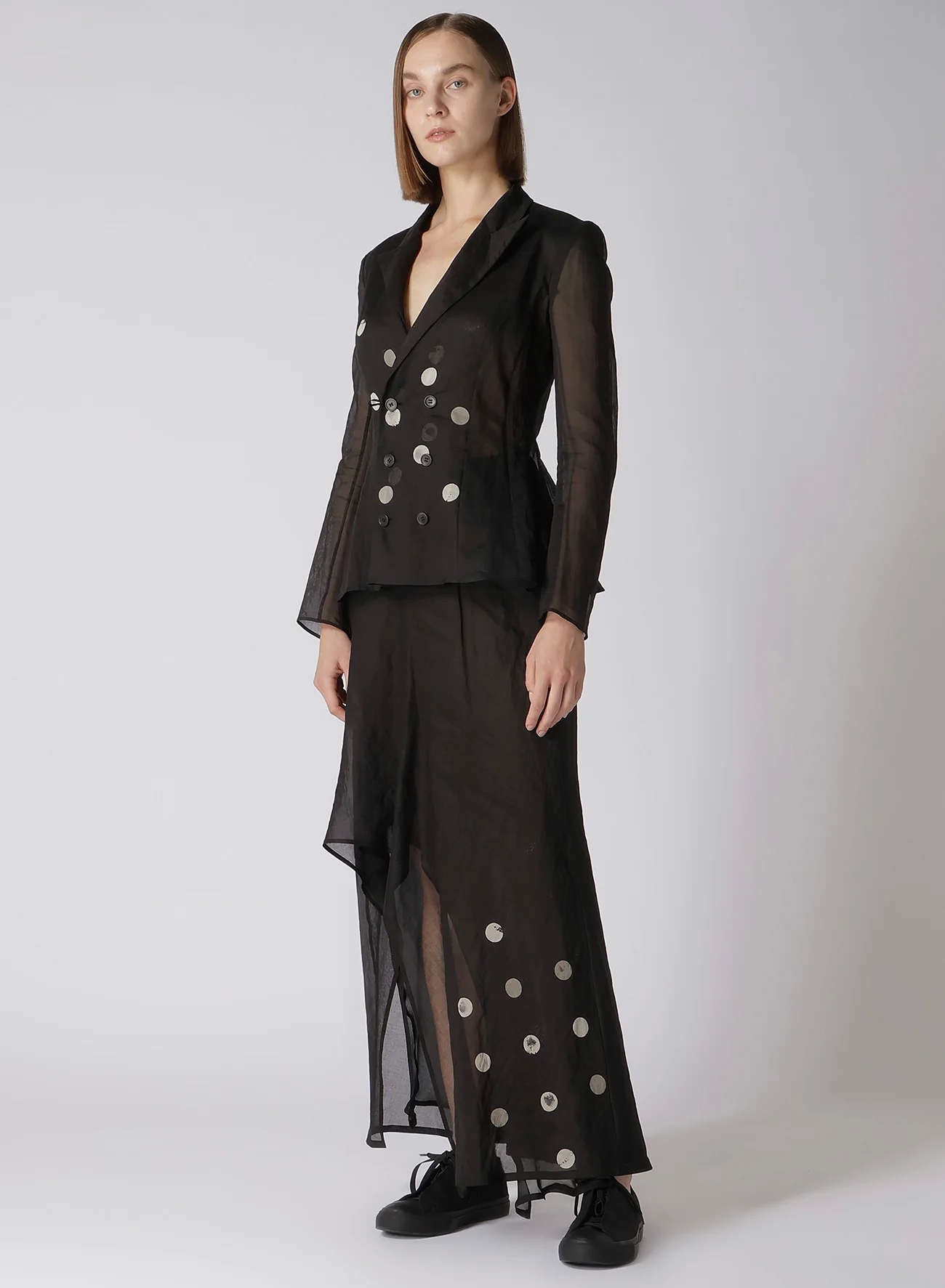 DOT GREY DISCHARGE PRINT 6B DOUBLE JACKET - Image 7