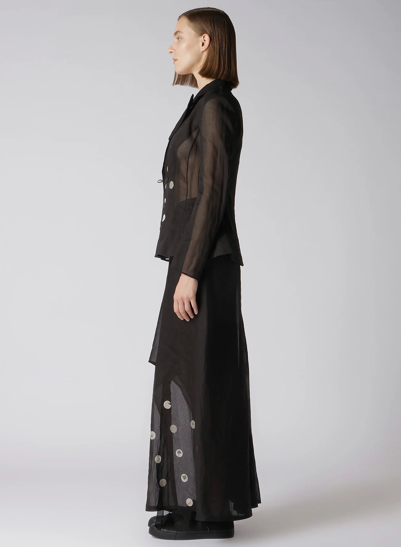 DOT GREY DISCHARGE PRINT 6B DOUBLE JACKET - Image 8