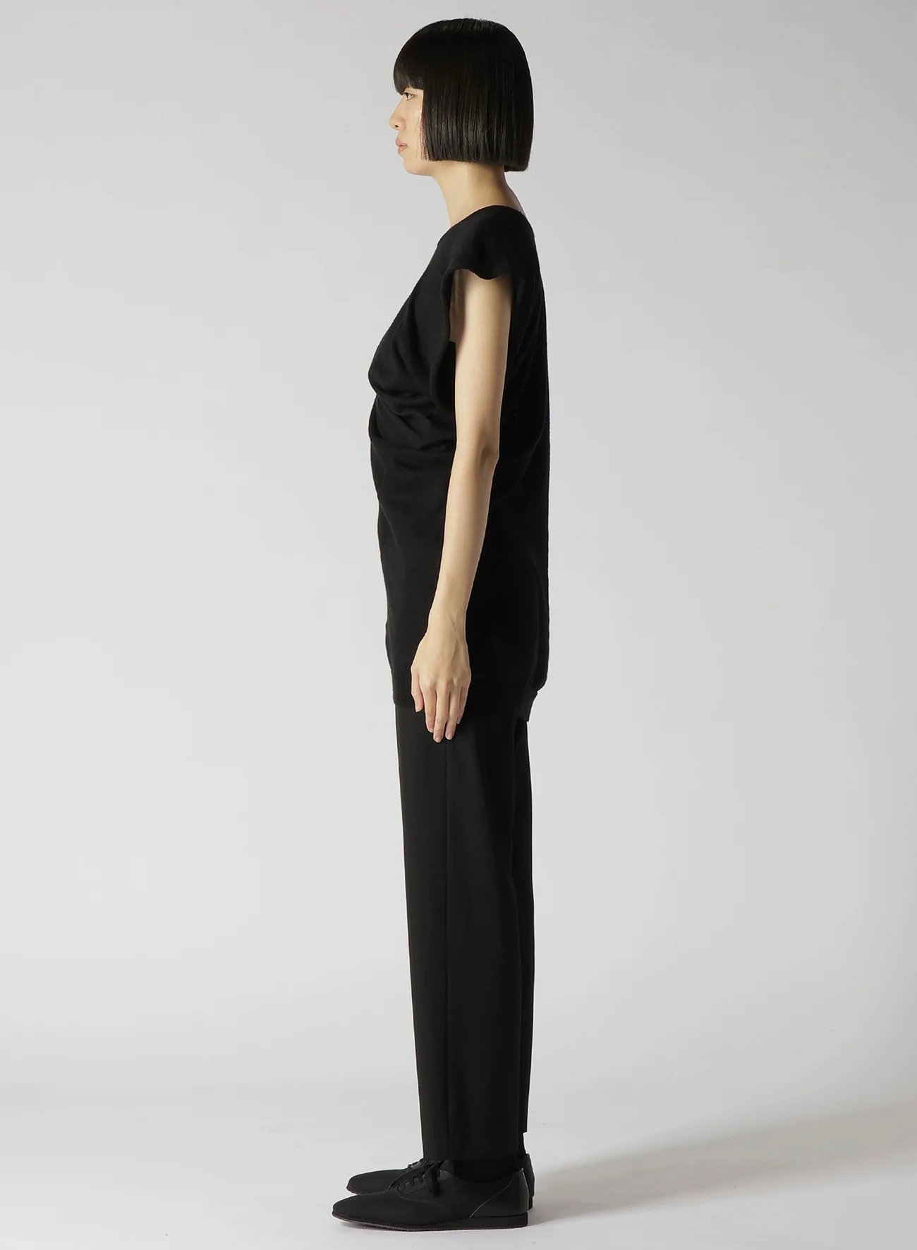 14G1P LOW TENSION PLAIN STITCH DRAPE DETAIL SHORT SLV PULLOVER - Image 4