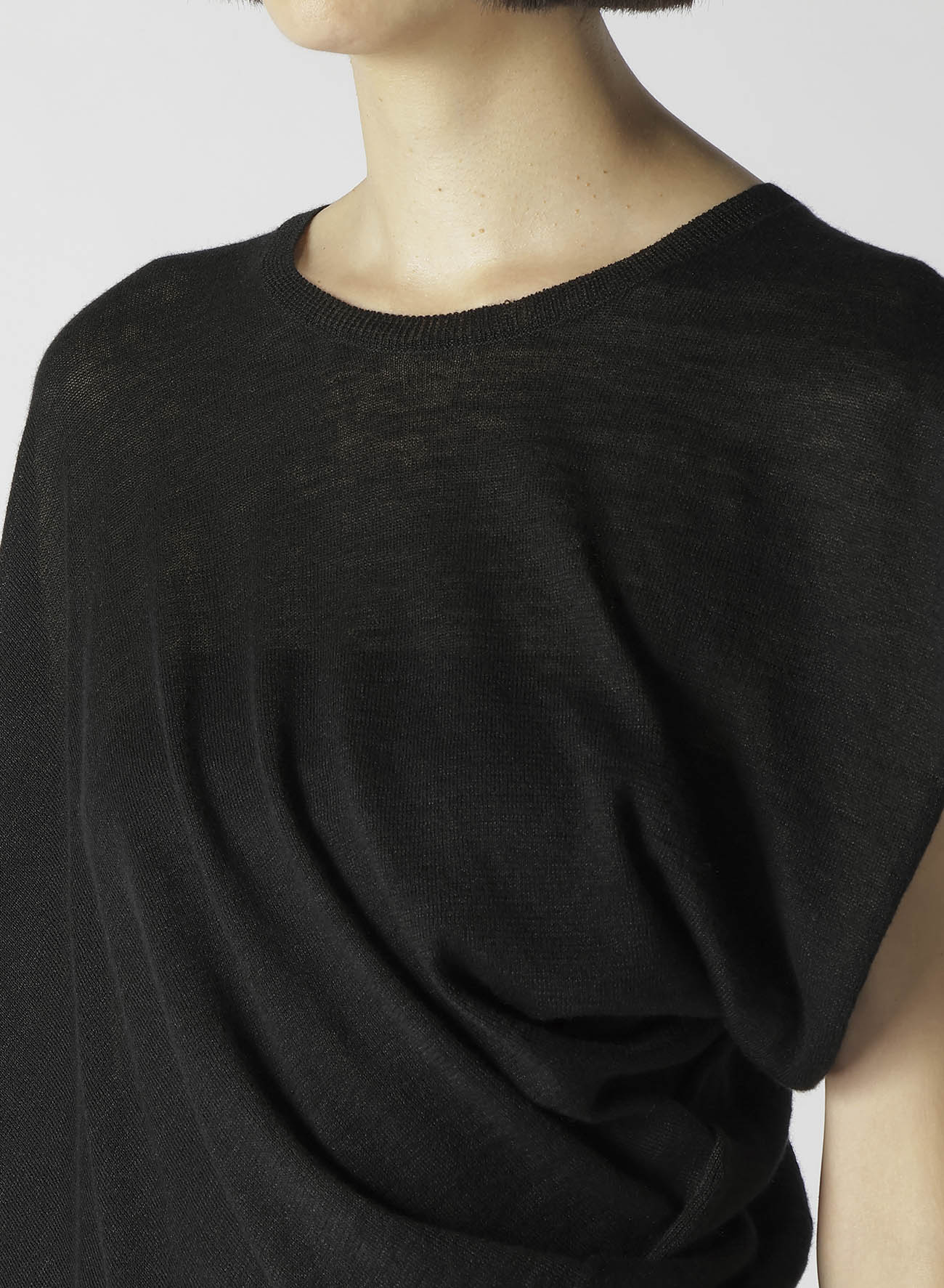 14G1P LOW TENSION PLAIN STITCH DRAPE DETAIL SHORT SLV PULLOVER - Image 6