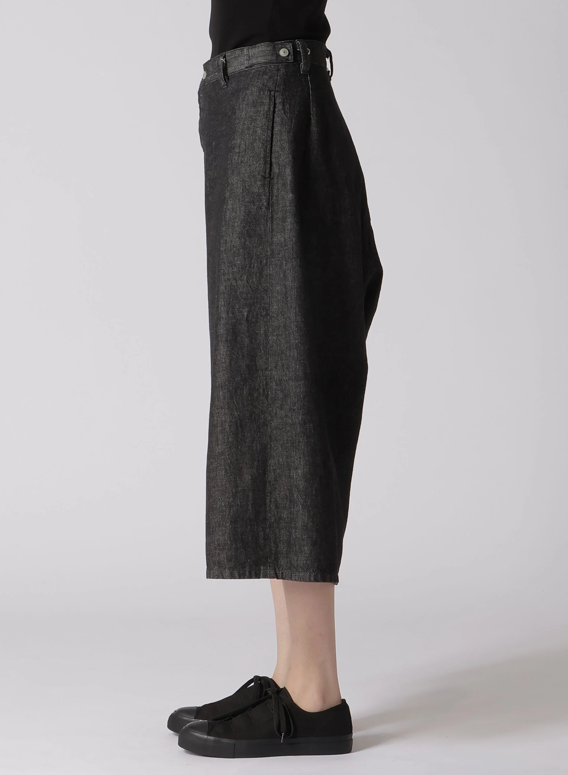 10OZ UNEVEN YARN DENIM CROPPED WIDE PANTS - Image 4