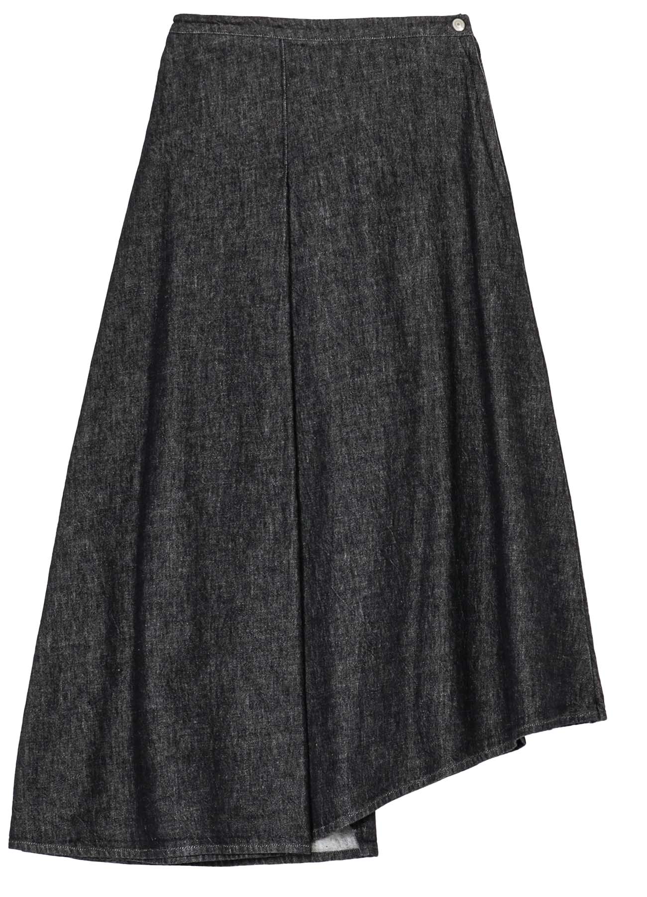10OZ UNEVEN YARN DENIM CURVED WAIST SKIRT - Image 10