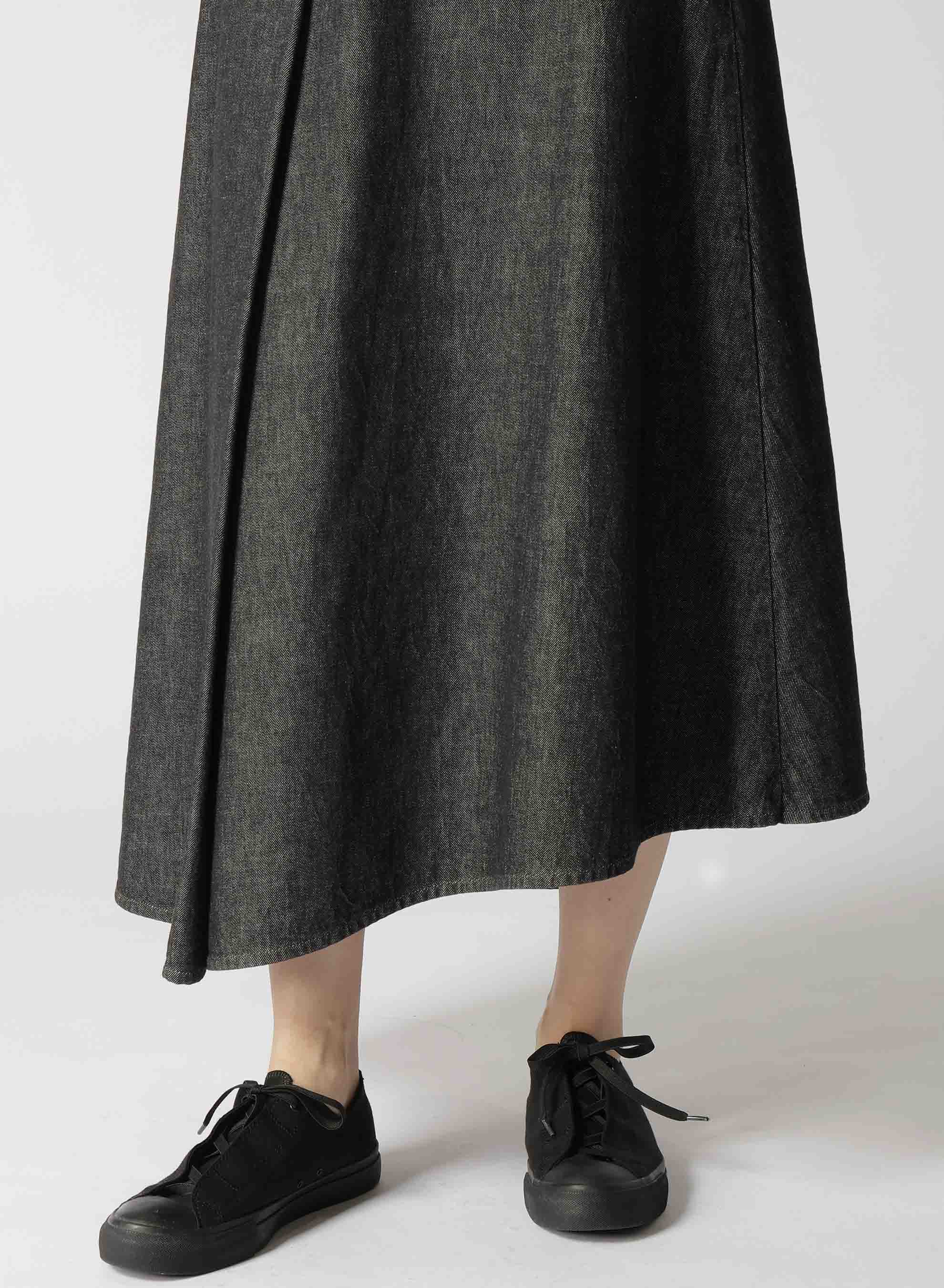 10OZ UNEVEN YARN DENIM CURVED WAIST SKIRT - Image 7