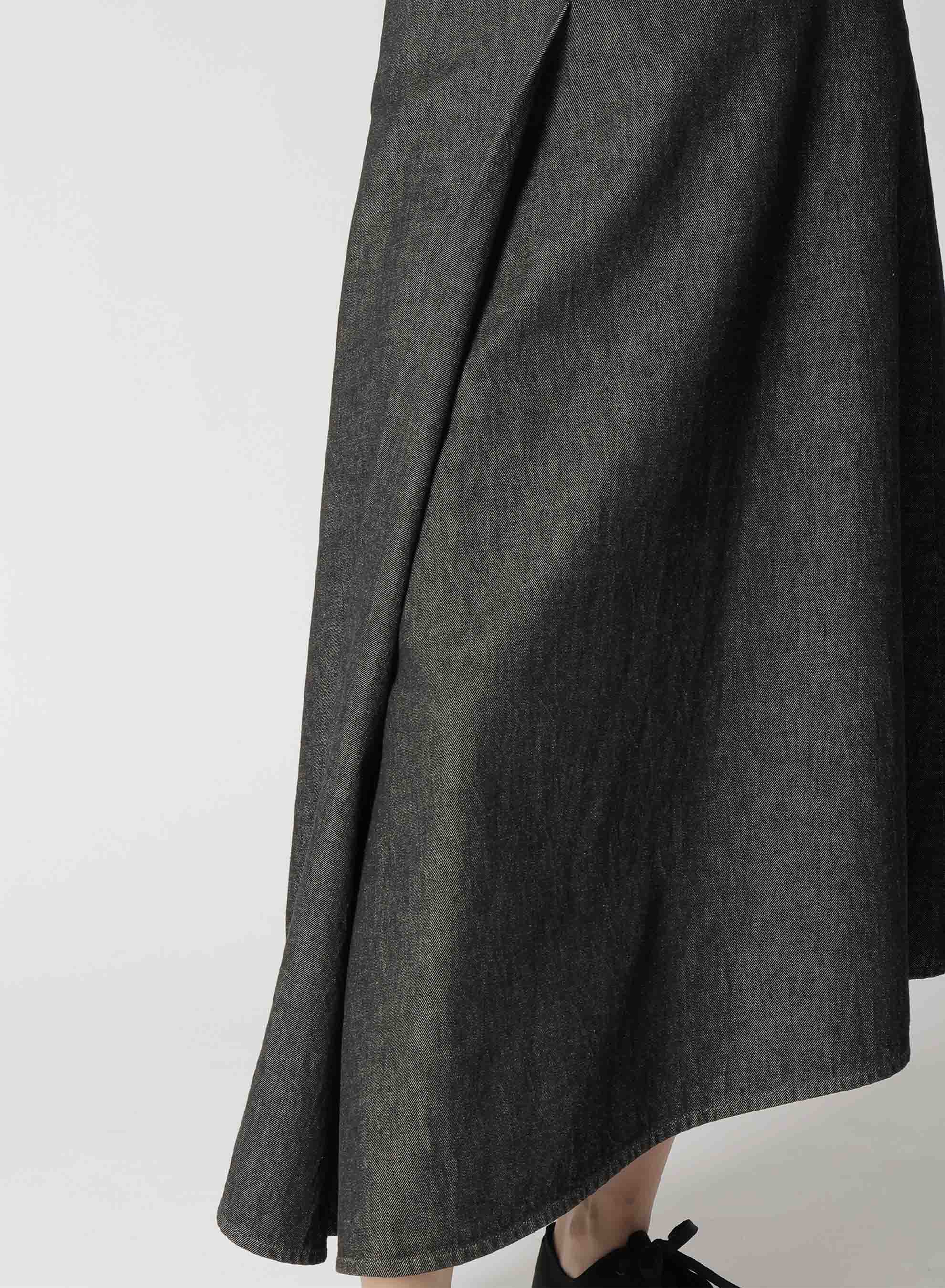 10OZ UNEVEN YARN DENIM CURVED WAIST SKIRT - Image 9