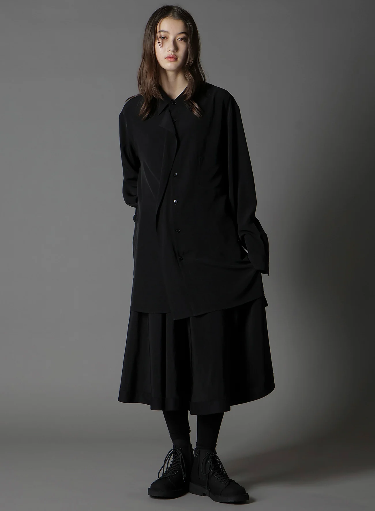 CREPE DE CHINE LEFT FRONT DRAPE SHIRT - Image 5