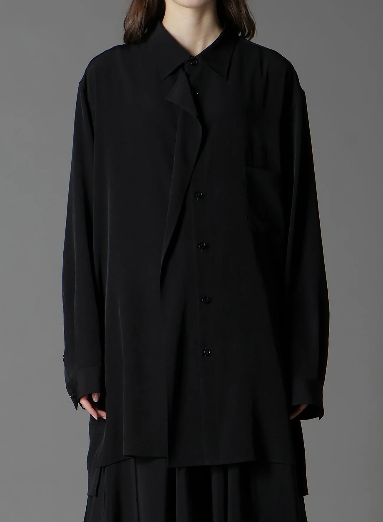 CREPE DE CHINE LEFT FRONT DRAPE SHIRT - Image 6