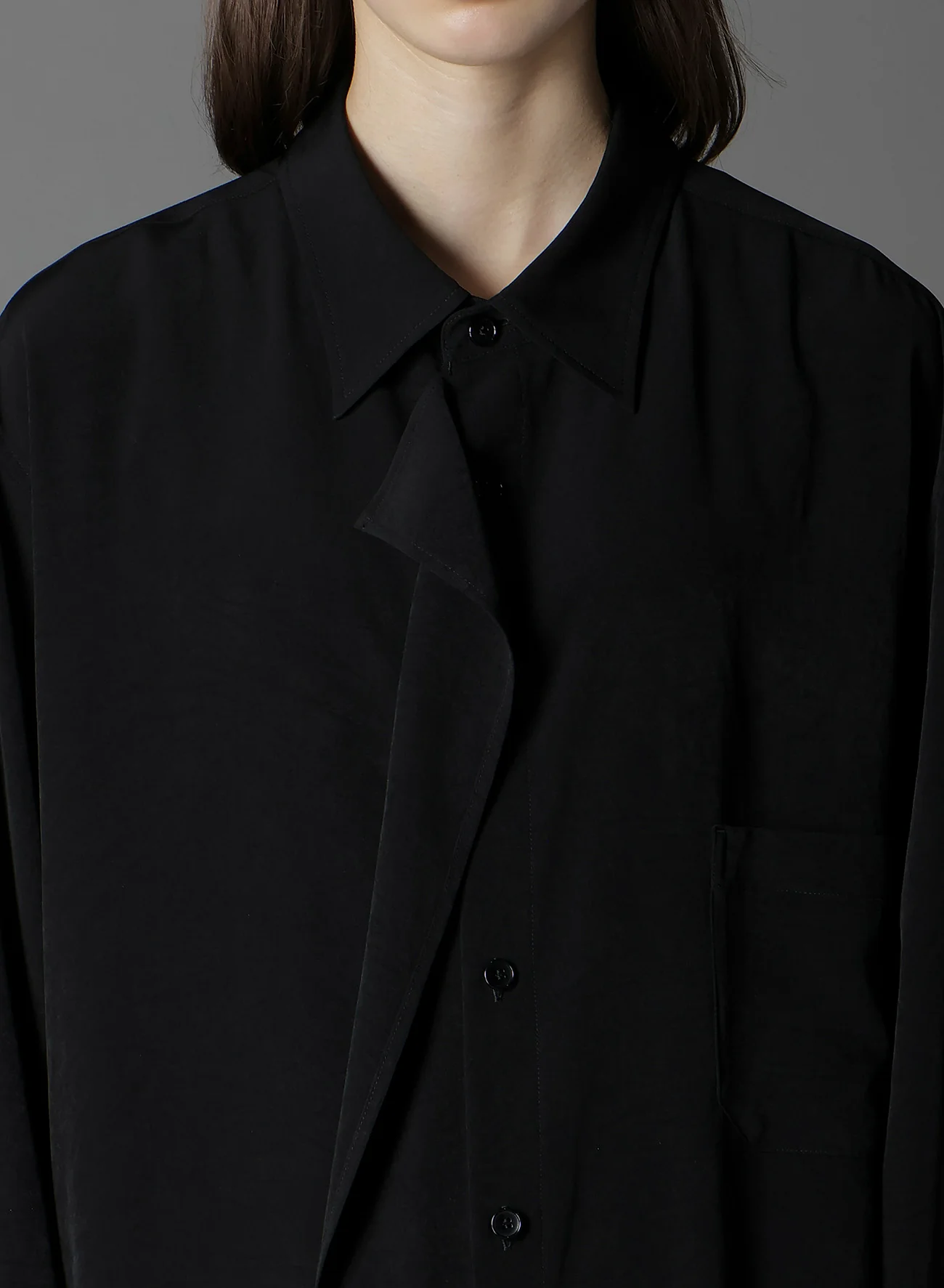 CREPE DE CHINE LEFT FRONT DRAPE SHIRT - Image 7