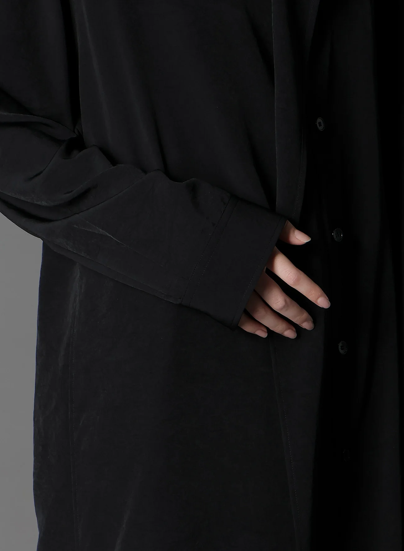 CREPE DE CHINE LEFT FRONT DRAPE SHIRT - Image 8