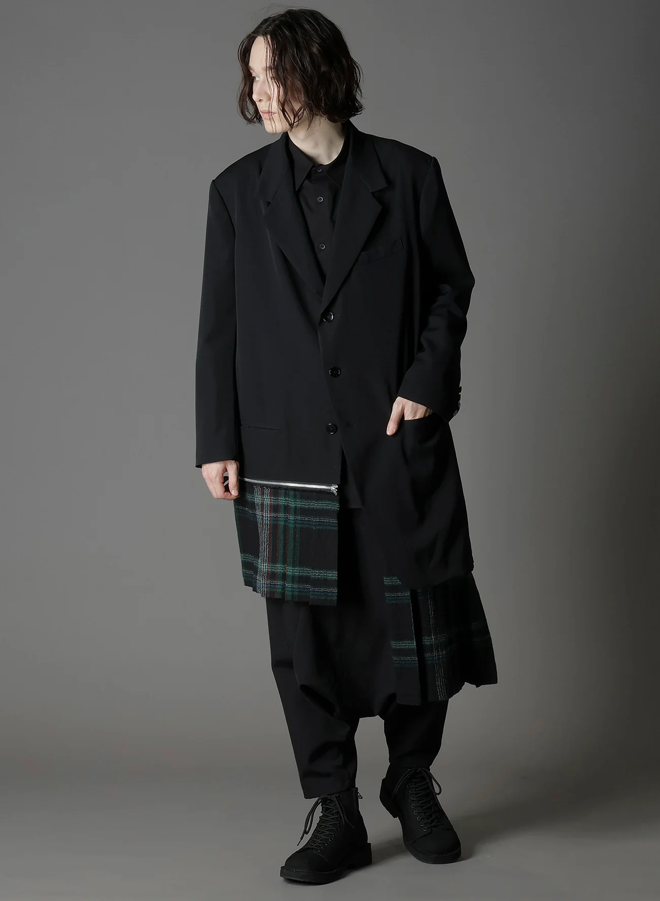 W/GABARDINE DOUBLE GAUZE  RIGHT PLEATED JACKET - Image 3