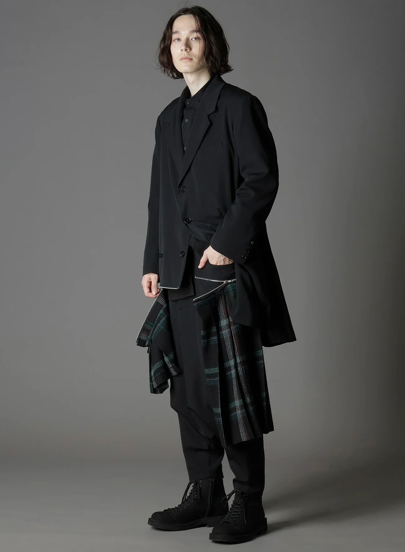 W/GABARDINE DOUBLE GAUZE  RIGHT PLEATED JACKET - Image 4