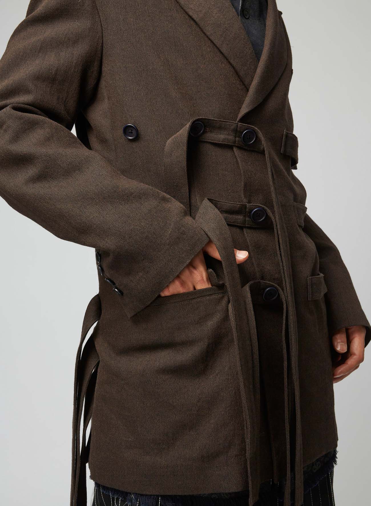 KHAKI W/L/C W-BELTED DOUBLE JACKET - Image 6