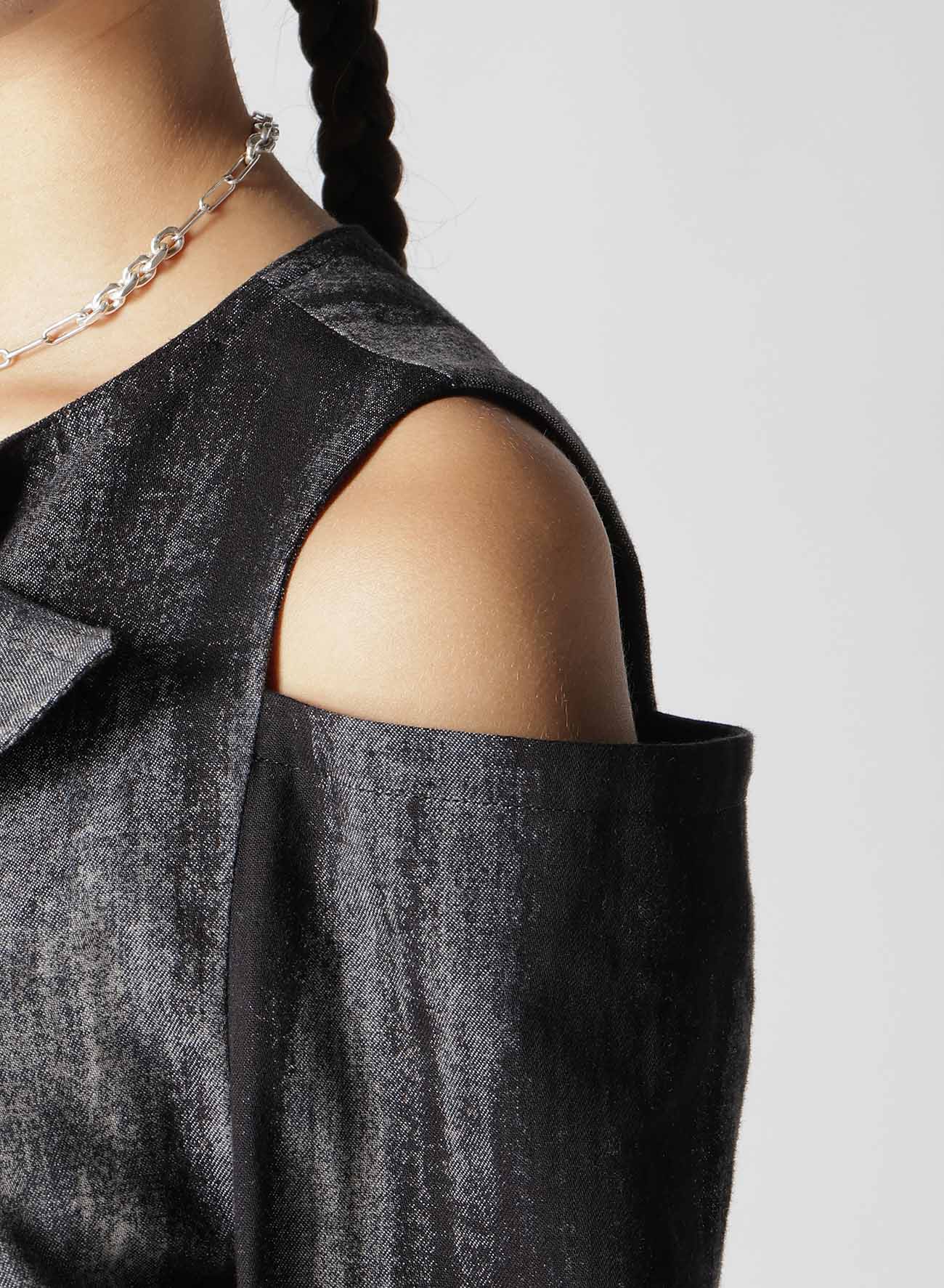 DISCHARGE PT DENIM OPEN SHOULDER DRESS - Image 9