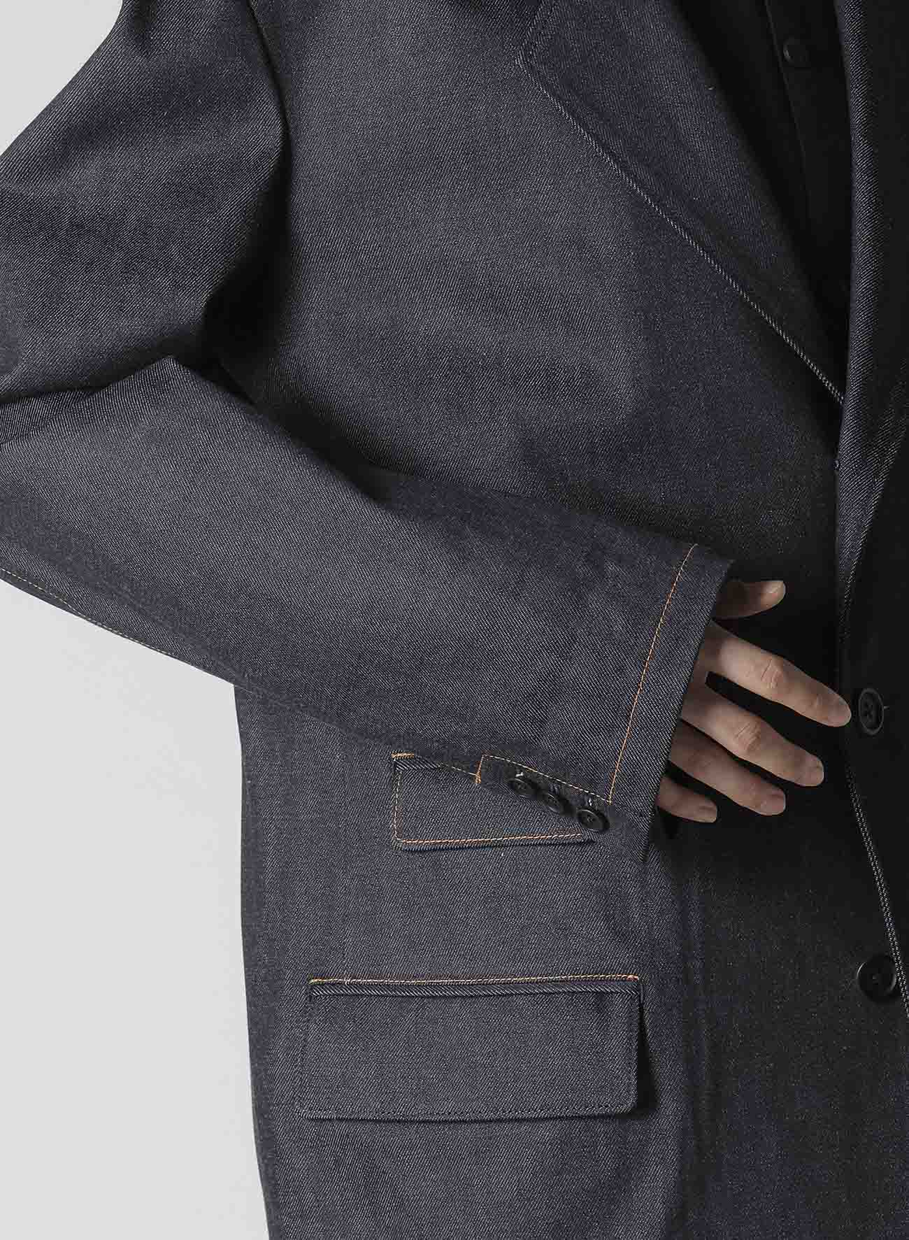 13oz UNEVEN YARN DENIM JACKET WITH 3-BUTTONS COLOR COMBI - Image 5