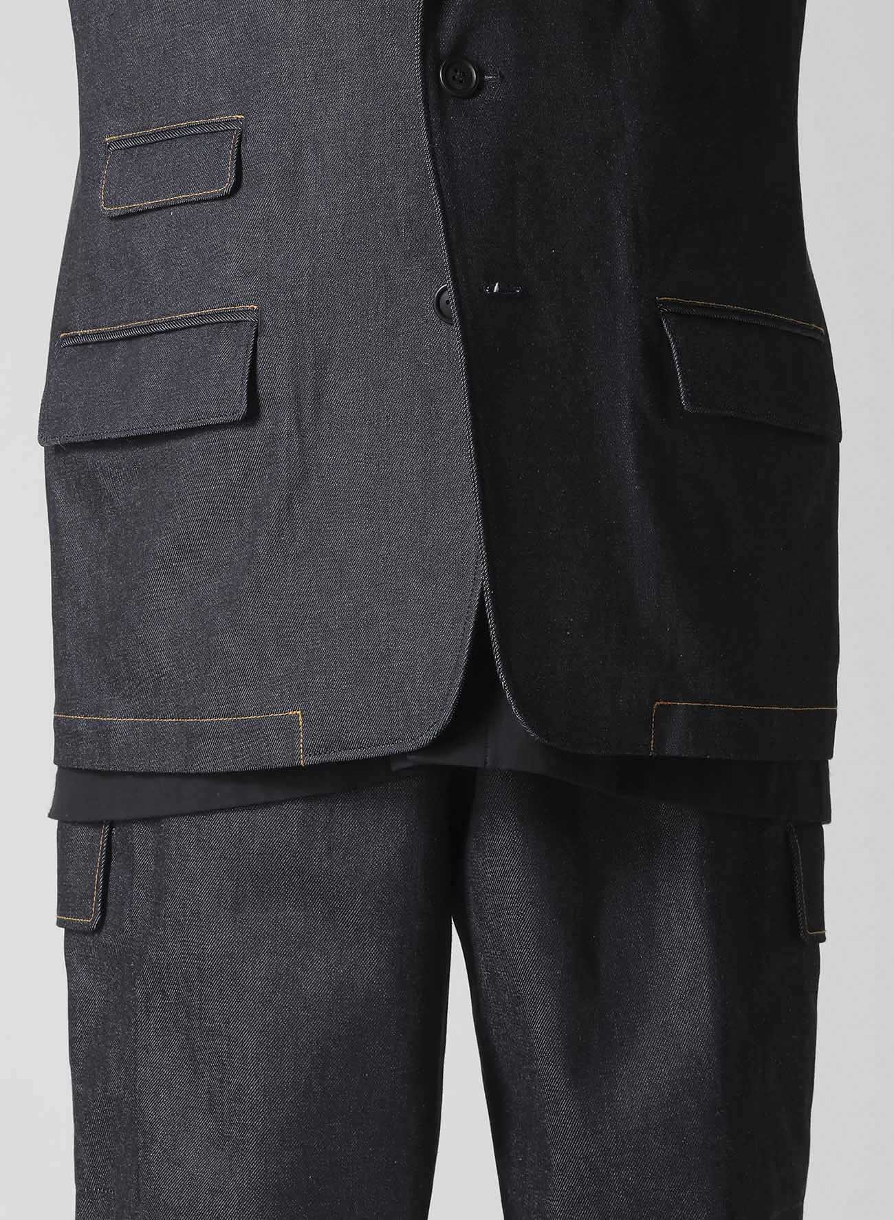 13oz UNEVEN YARN DENIM JACKET WITH 3-BUTTONS COLOR COMBI - Image 7