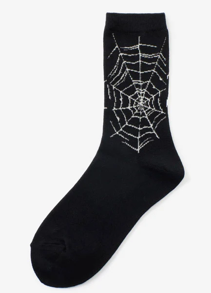 COTTON PLAIN STITCH SPIDER WEB SOCKS - Image 4