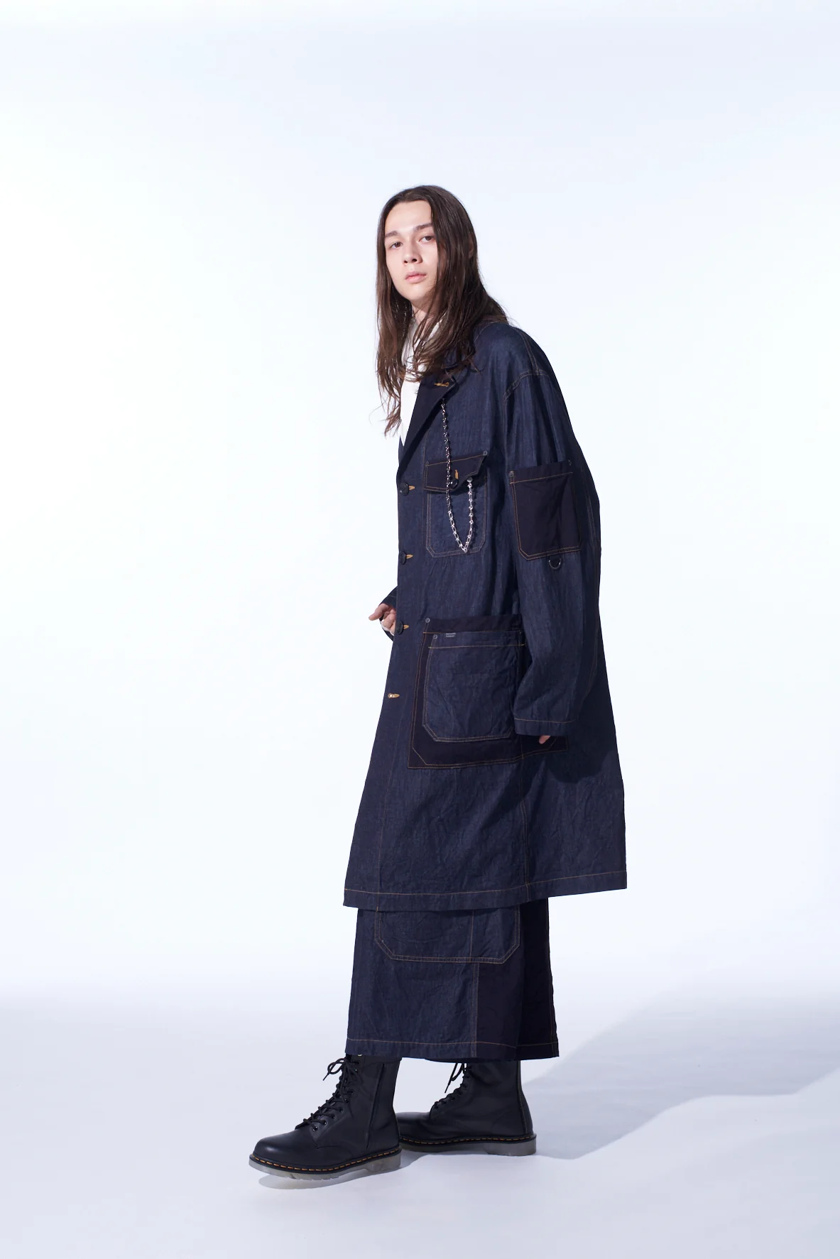 7OZ DENIM CRAZY PATCHWORK SHOP COAT - Image 3