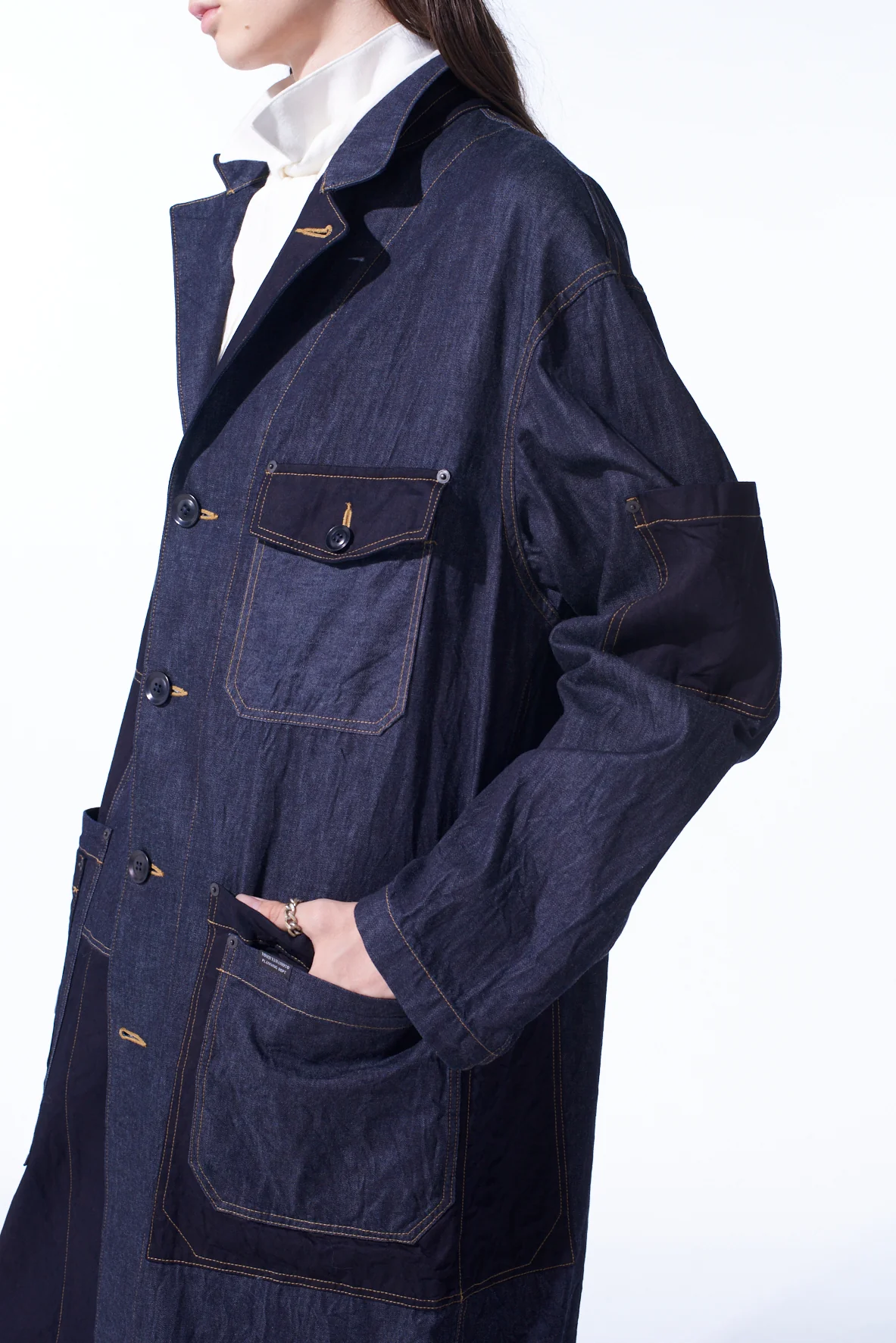 7OZ DENIM CRAZY PATCHWORK SHOP COAT - Image 5