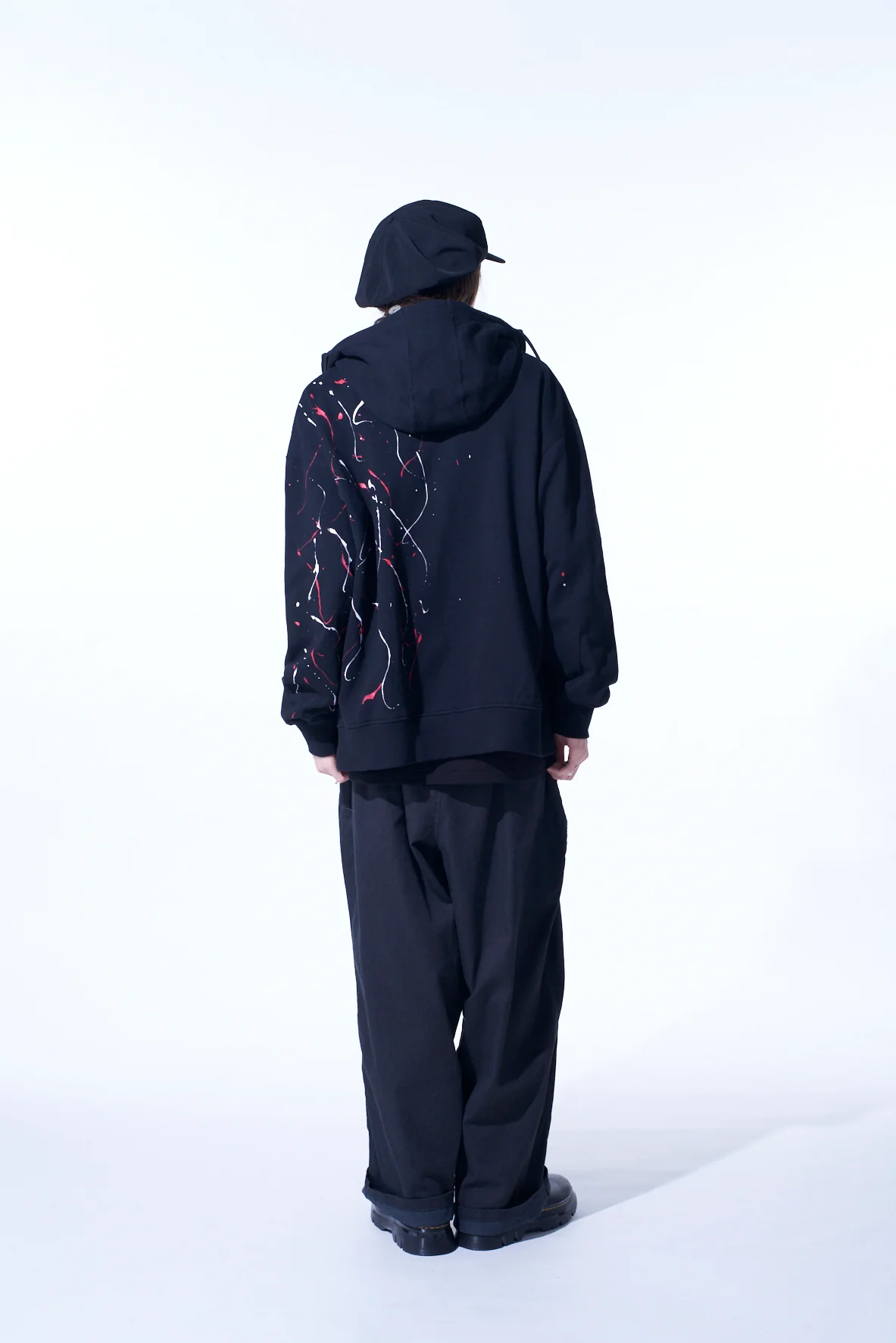 FRENCH TERRY SPLASH PAINTED ZIP-UP HOODIE RED - Image 12