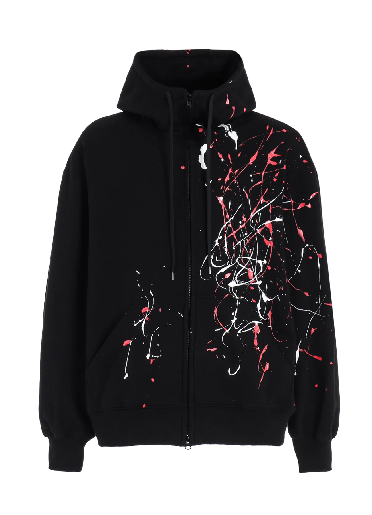 FRENCH TERRY SPLASH PAINTED ZIP-UP HOODIE RED - Image 13