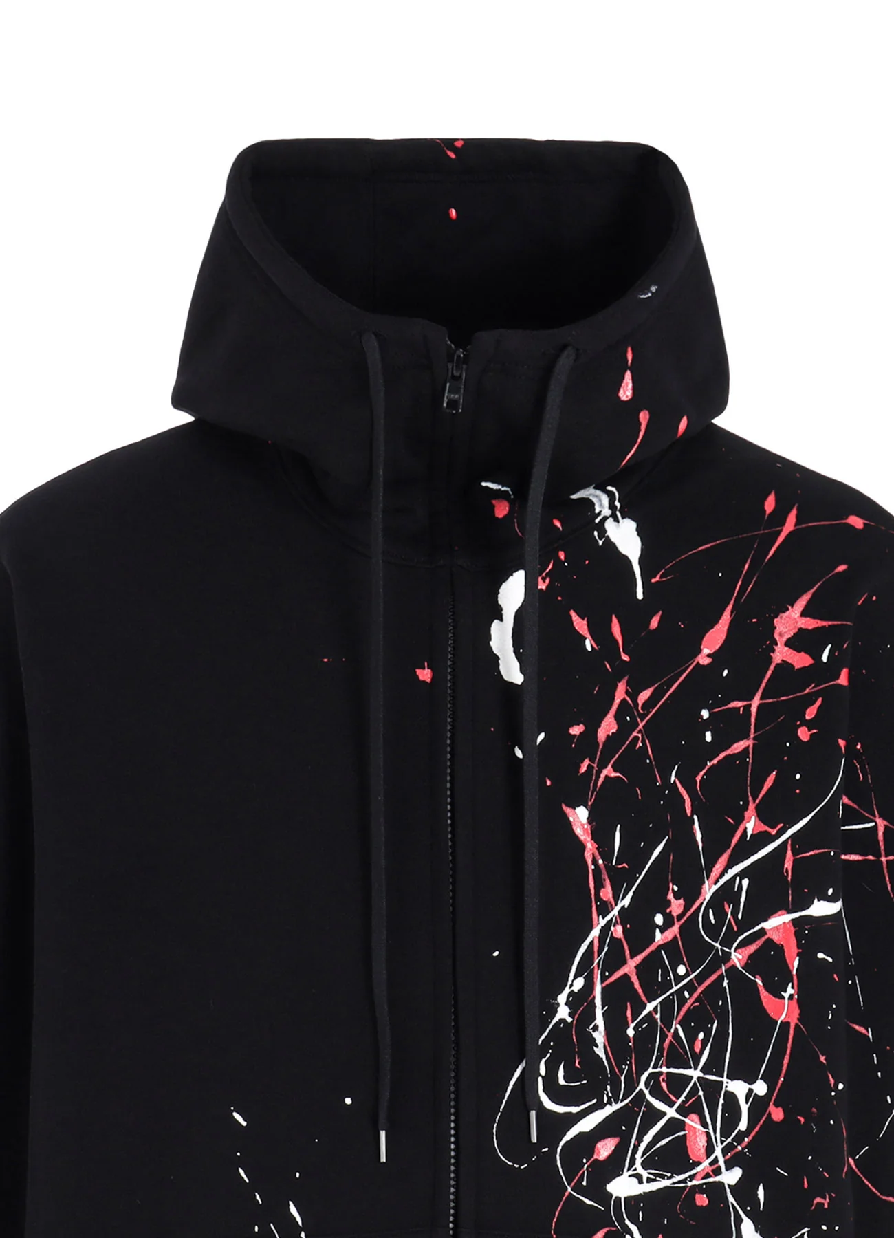 FRENCH TERRY SPLASH PAINTED ZIP-UP HOODIE RED - Image 16