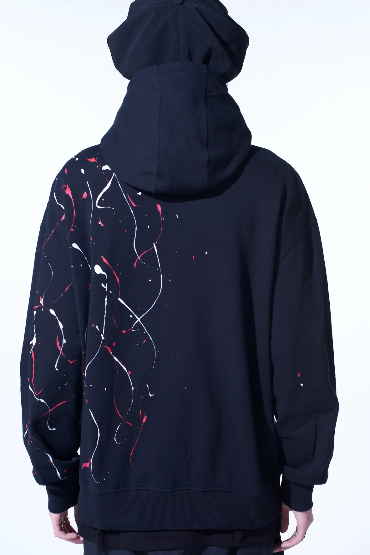FRENCH TERRY SPLASH PAINTED ZIP-UP HOODIE RED - Image 4