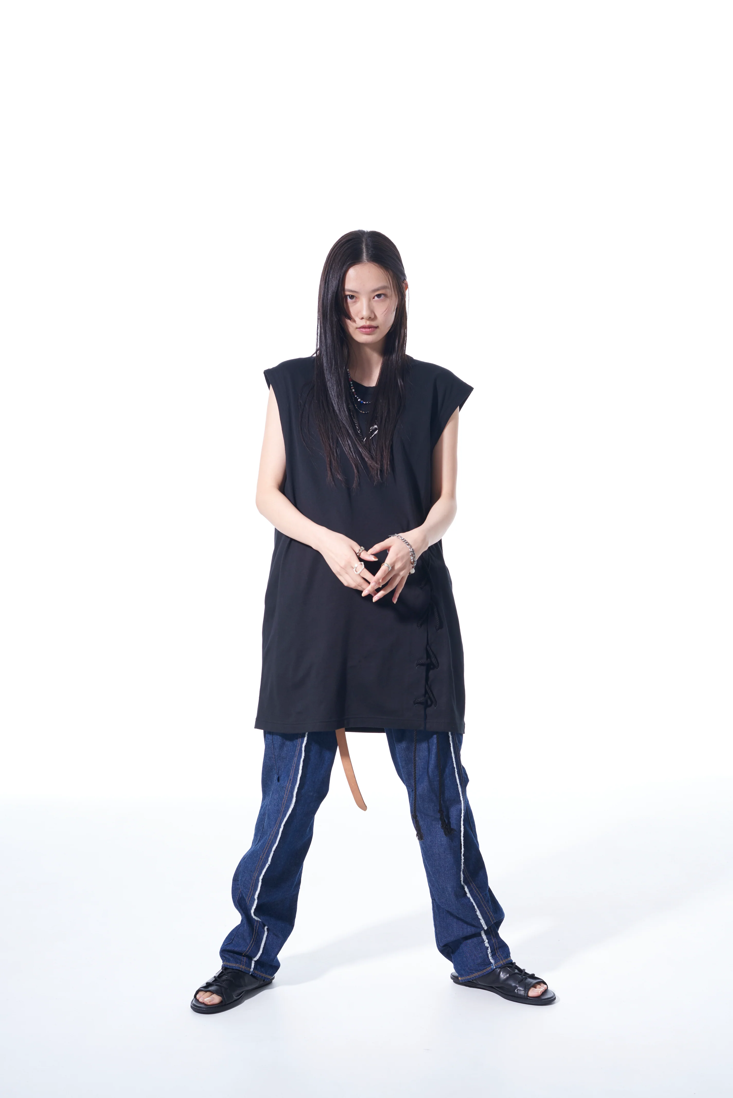 8OZ DENIM PANTS WITH RIPPED LINE DETAIL - Image 3