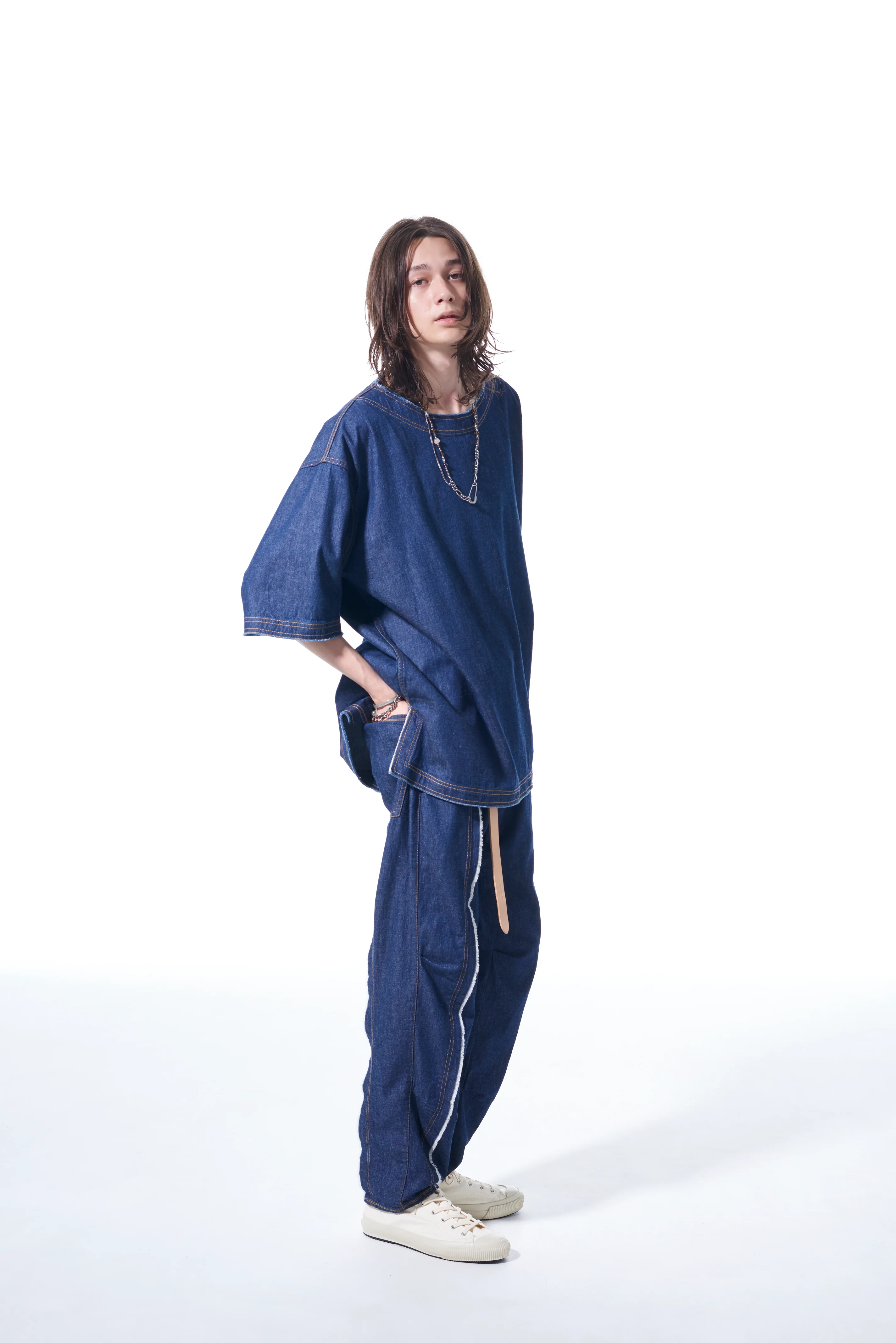 8OZ DENIM PANTS WITH RIPPED LINE DETAIL - Image 8