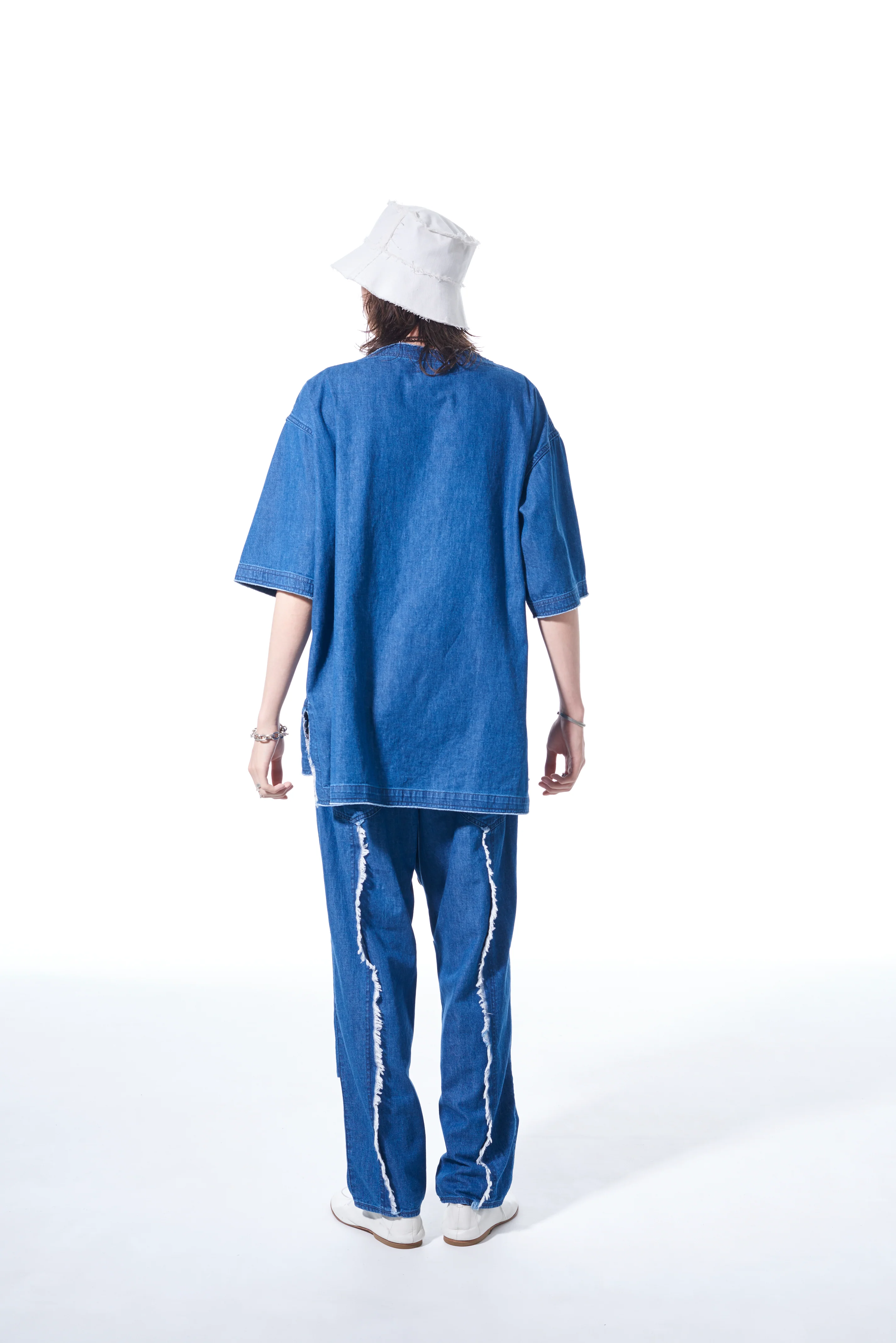 8OZ DENIM PANTS WITH RIPPED LINE DETAIL - Image 5