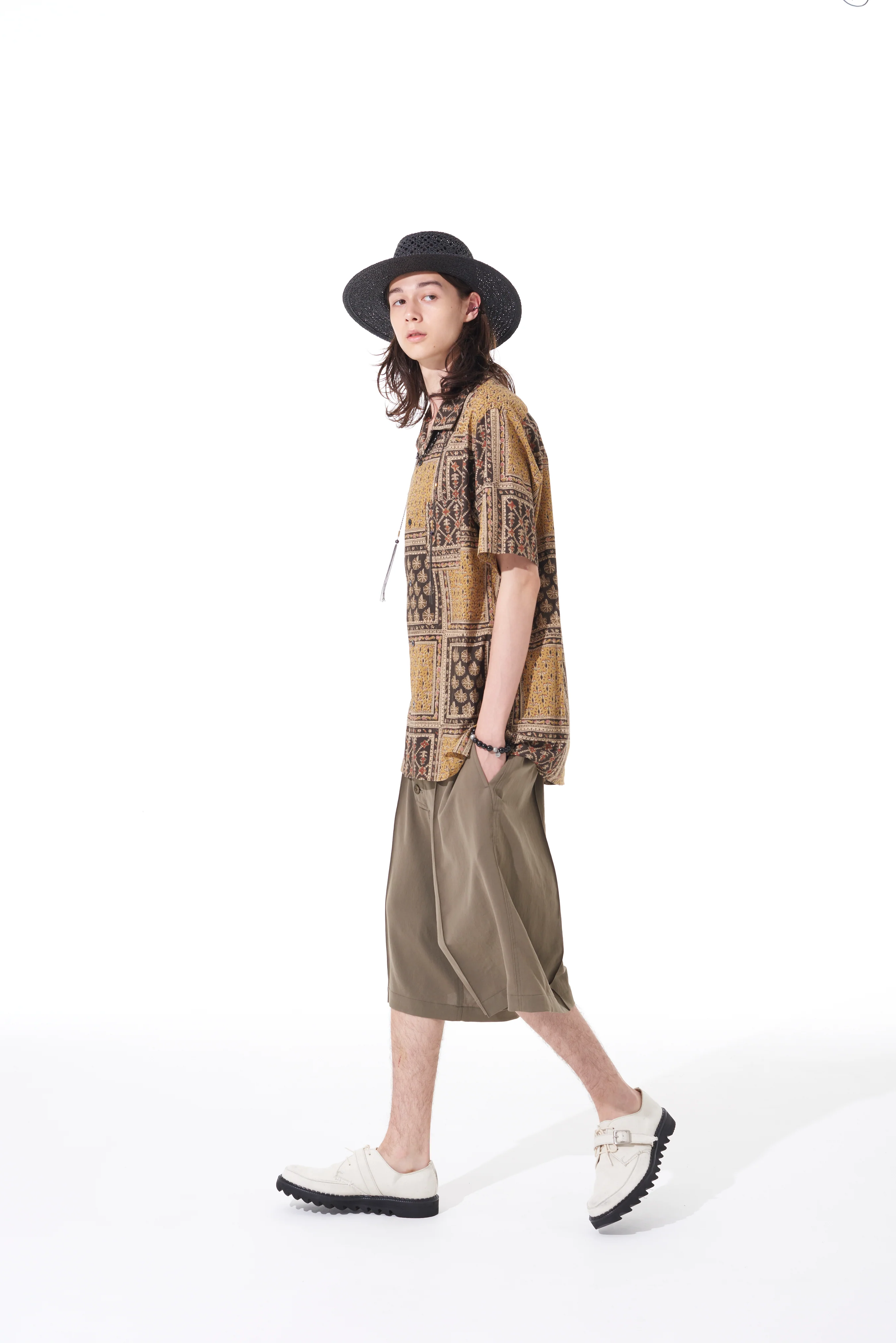 POLYESTER WASHER TWILL BUTTON-UP SHORTS - Image 3