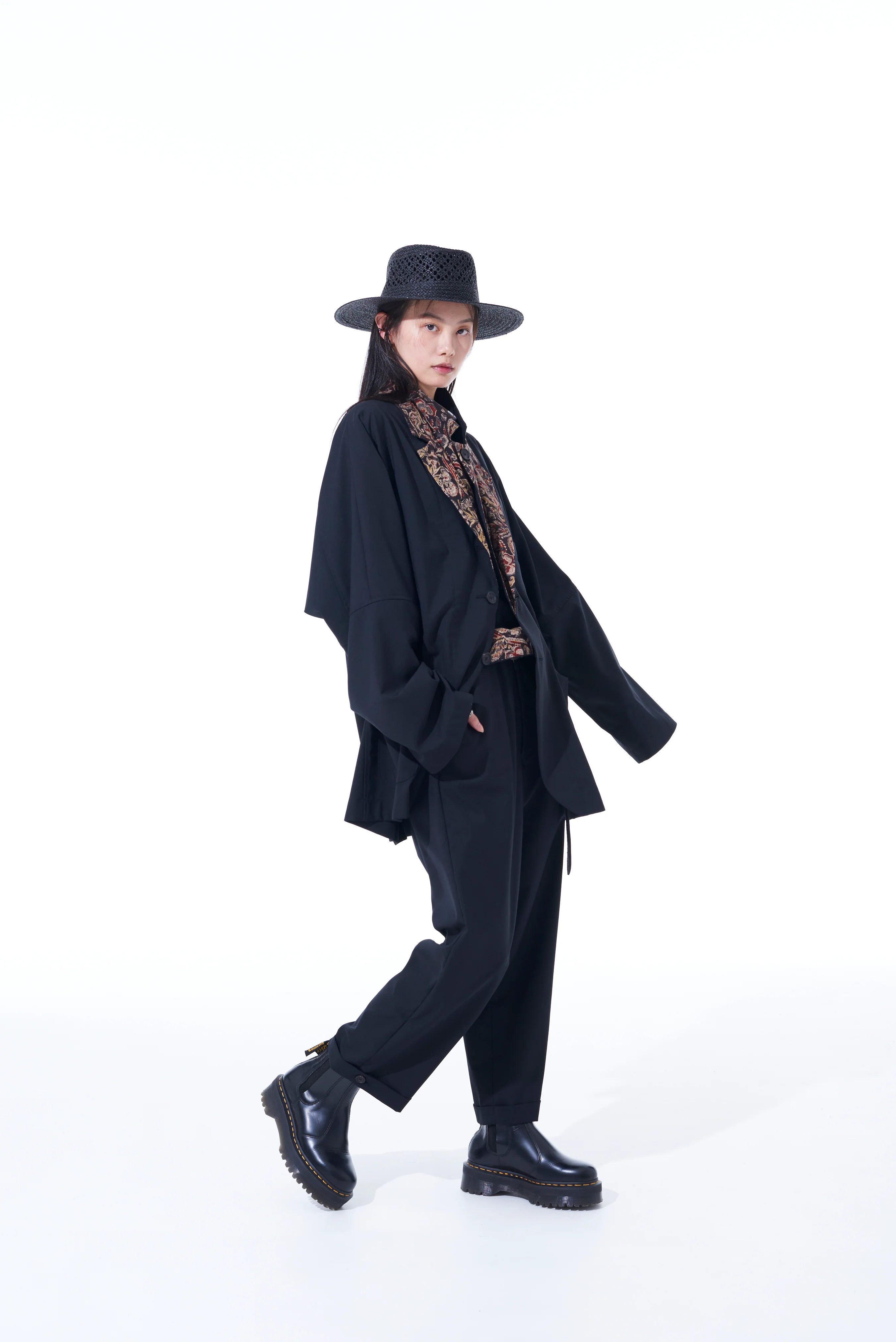 WOOL/POLYESTER TROPICAL CLOTH + INDIAN BLOCK PAISLEY PRINT THAI-STYLE PANTS - Image 5