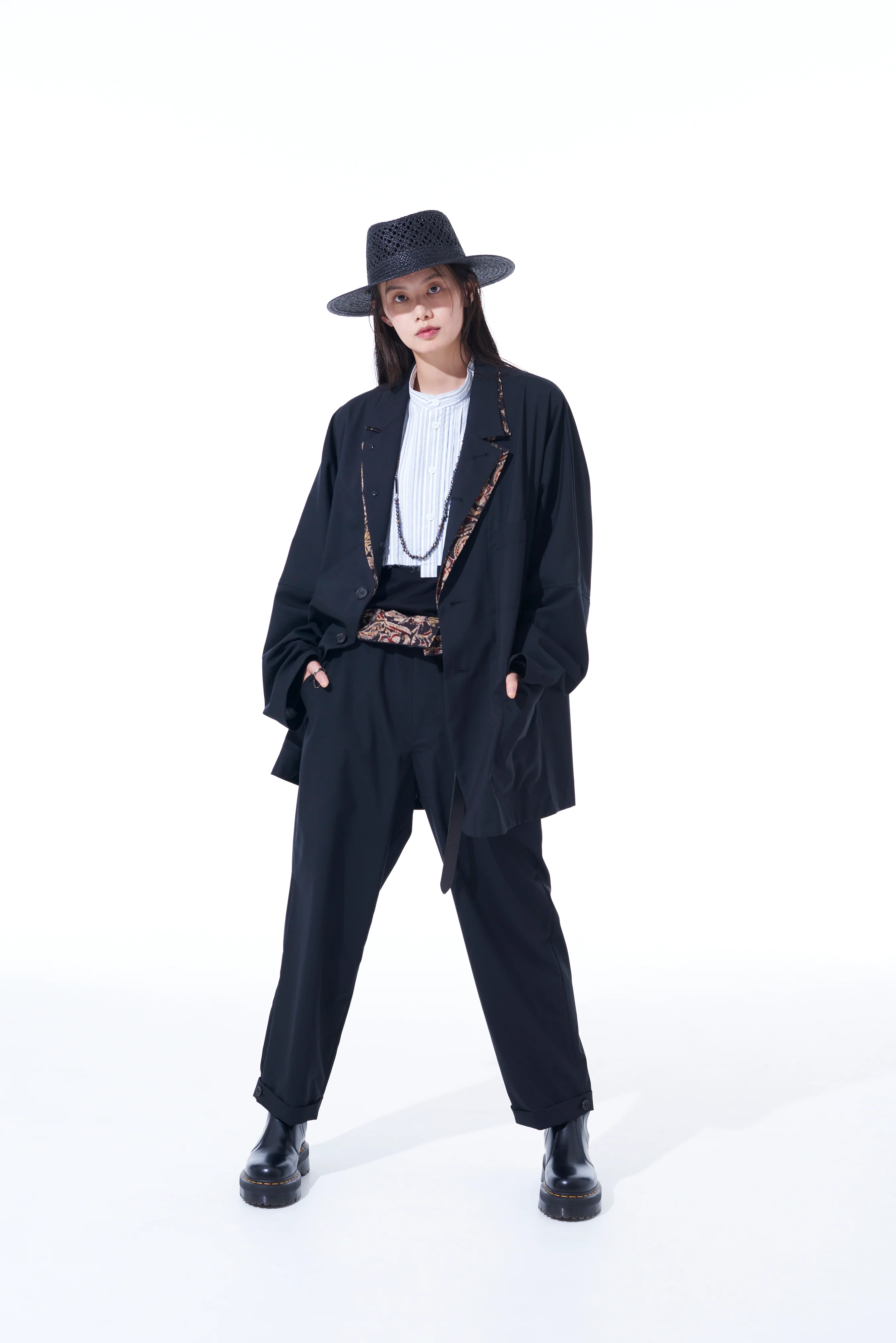 WOOL/POLYESTER TROPICAL CLOTH + INDIAN BLOCK PAISLEY PRINT THAI-STYLE PANTS - Image 6