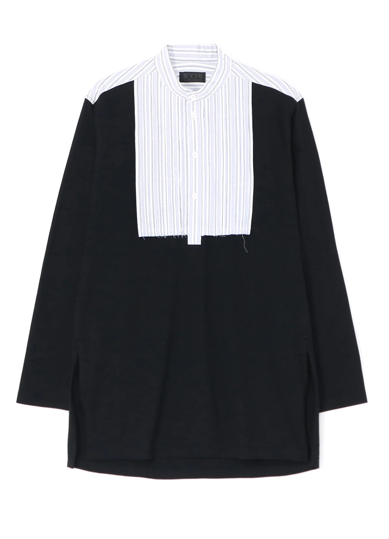 40/2 COTTON JERSEY + STRIPED FABRIC CHEST PIN TUCKED SHIRT - Image 12