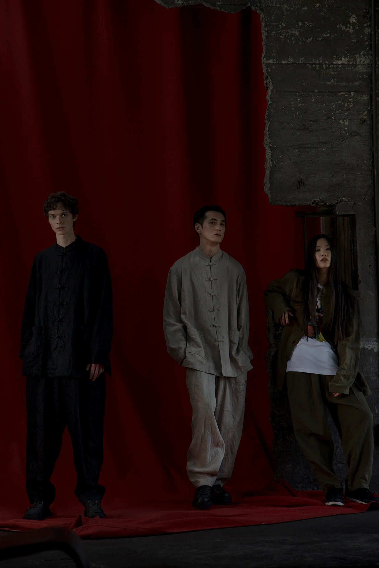 S’YTE × GDC Collaborate Collection- VINTAGE LINEN CHINO CLOTH OCTAGON STAR EMBROIDERY WAIST-STRING PANTS - Image 3