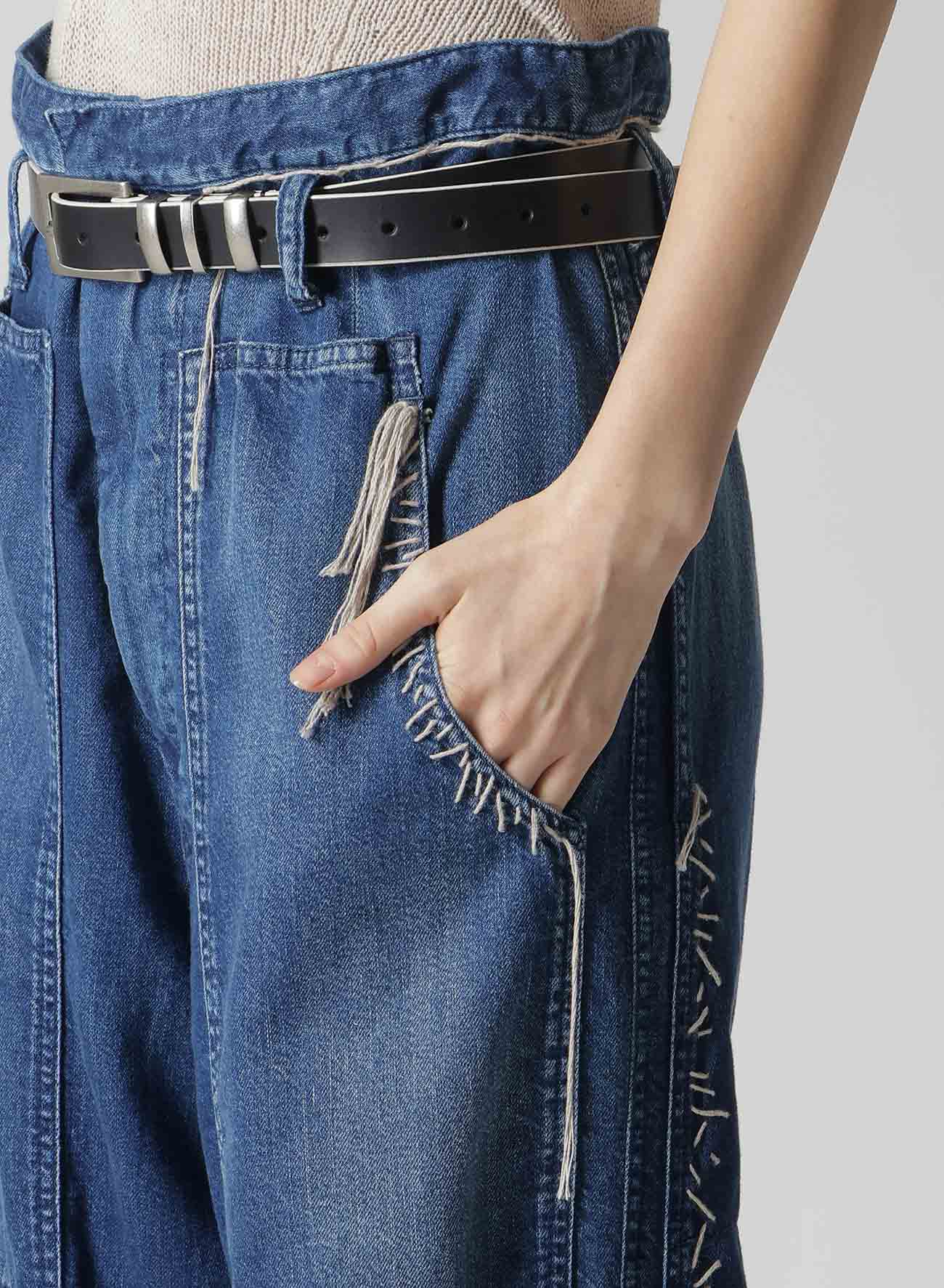 SPOTTED DENIM PATCHED-POCKET PANTS - Image 6