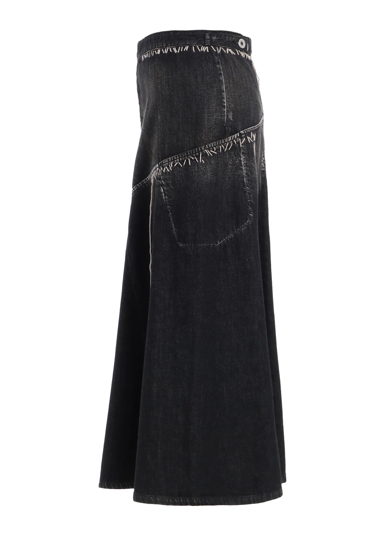 SPOTTED DENIM FLARE SKIRT WITH GUSSET - Image 3