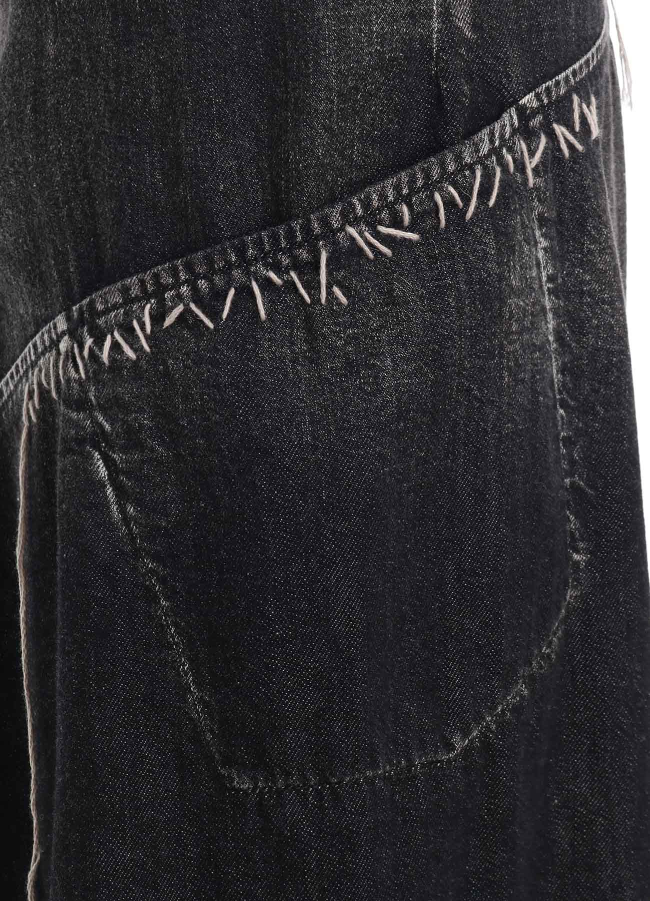 SPOTTED DENIM FLARE SKIRT WITH GUSSET - Image 7