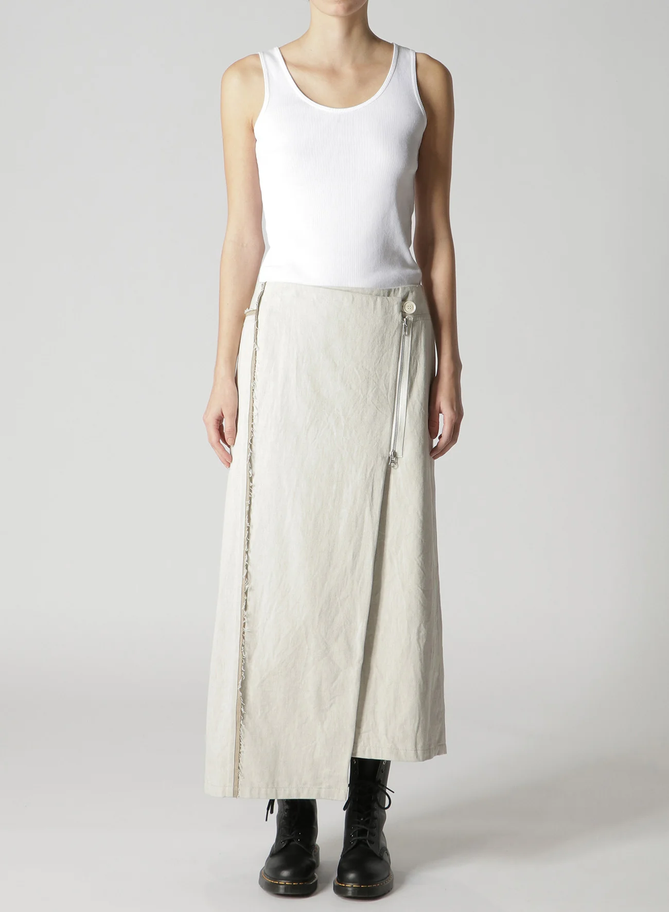 10oz DENIM PANELLED WRAP SKIRT - Image 11