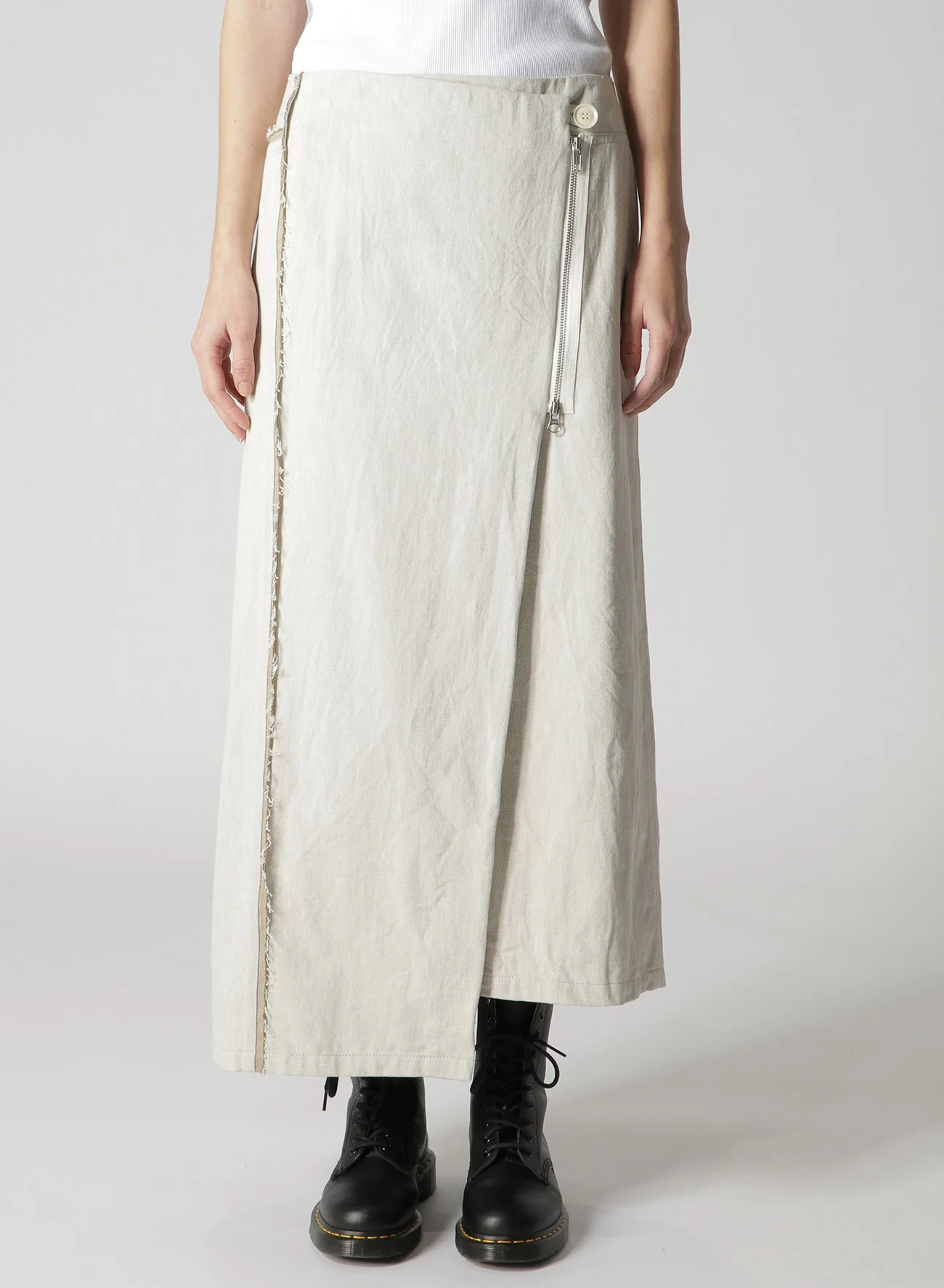 10oz DENIM PANELLED WRAP SKIRT - Image 4