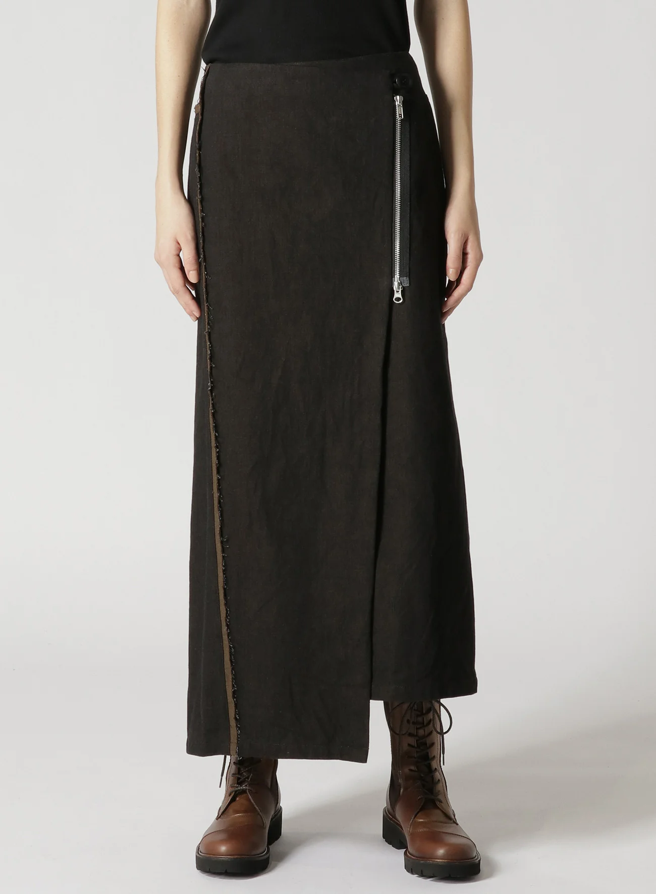 10oz DENIM PANELLED WRAP SKIRT - Image 4